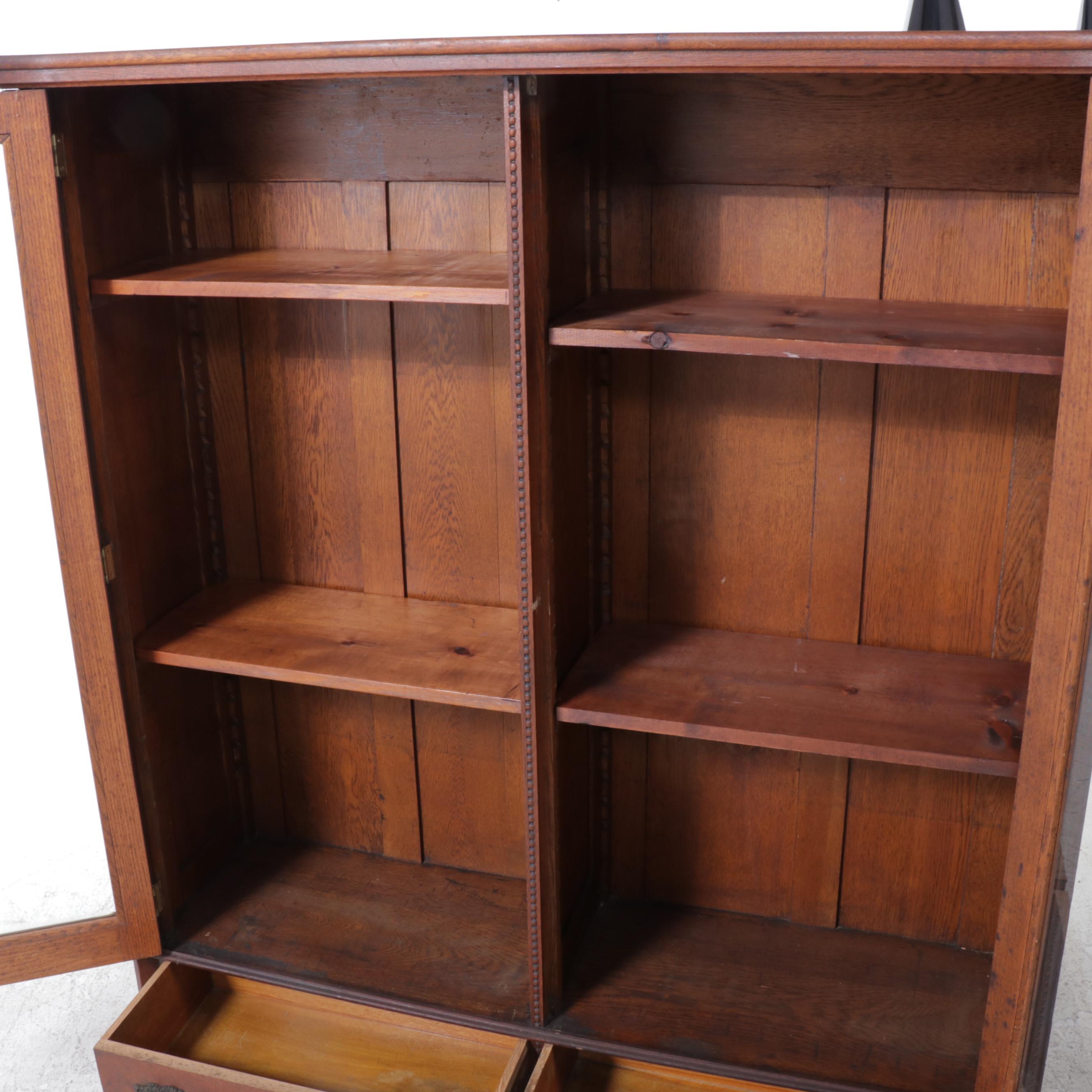 Victorian Oak Bookcase on Casters, Late 19th Century EBTH