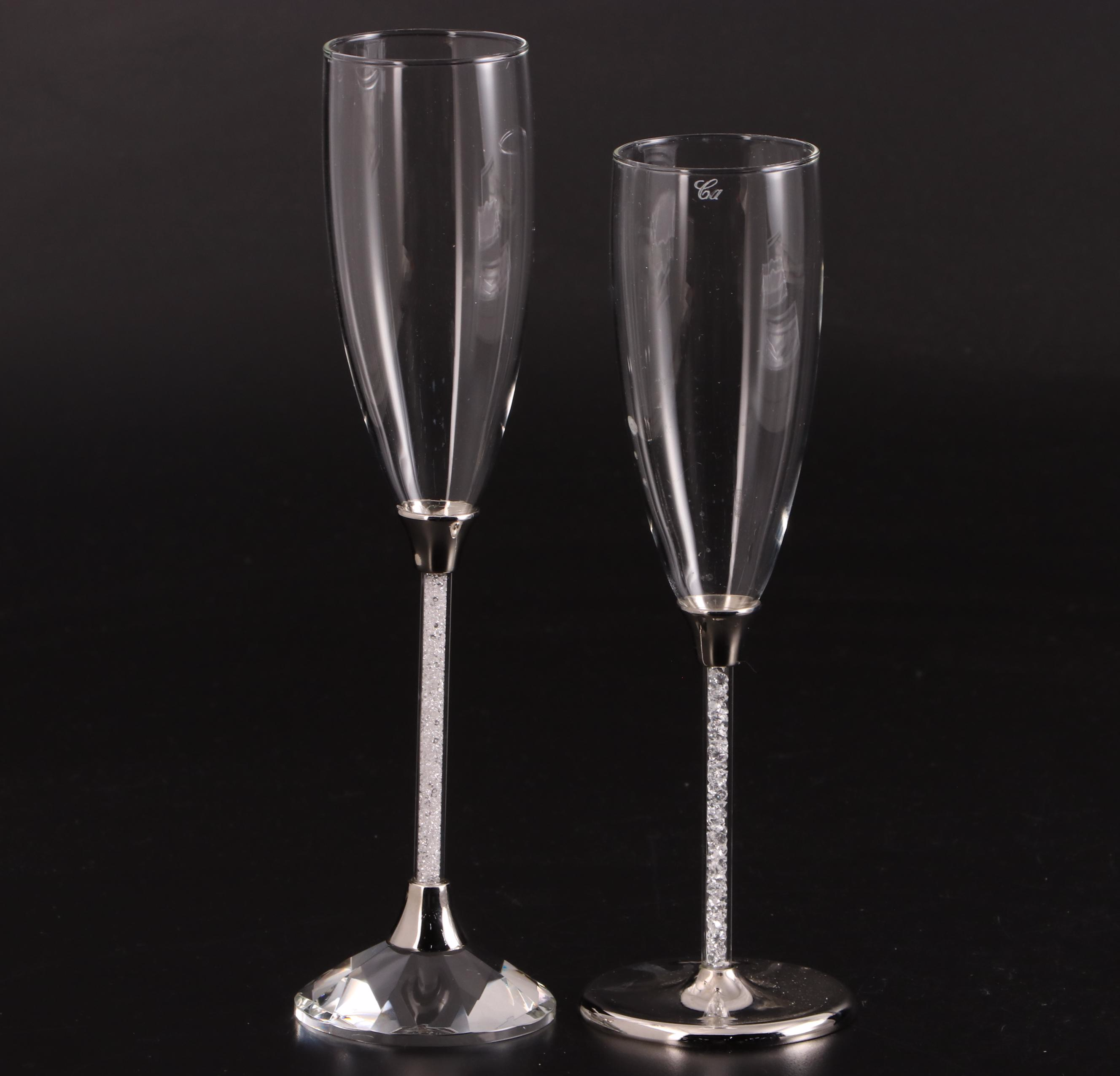 Oleg Cassini Crystal Champagne Flutes, Candlestick, and Cake Servers EBTH