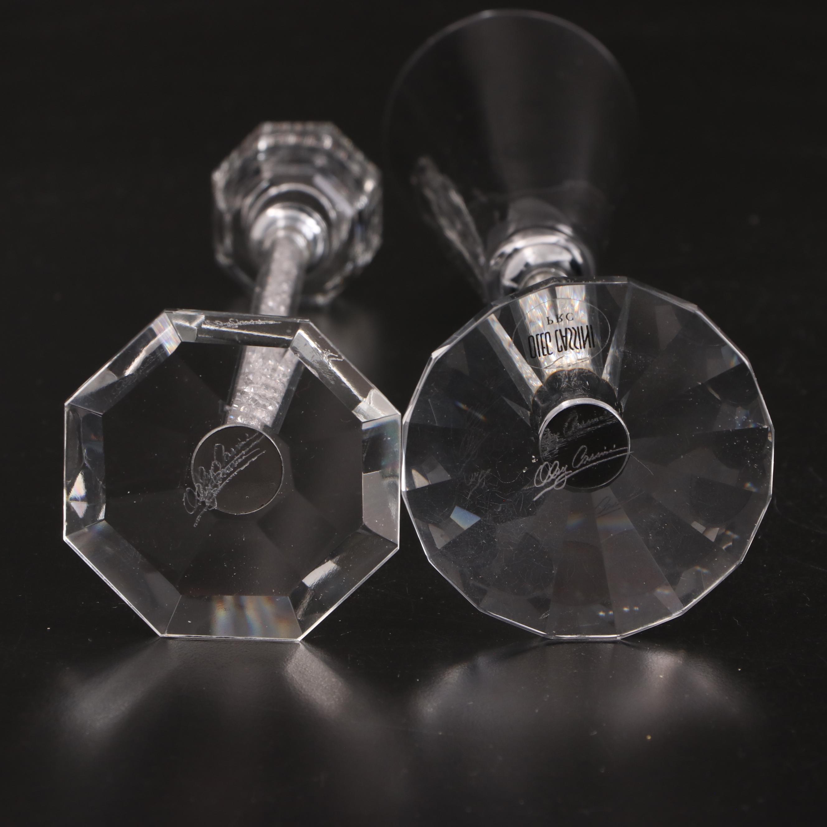 Oleg Cassini Crystal Champagne Flutes, Candlestick, and Cake Servers EBTH