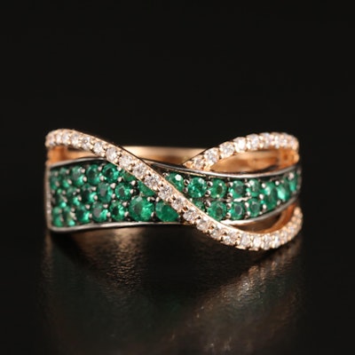 Le Vian 14K Rose Gold Emerald and Diamond Crossover Ring