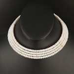 14K Button Pearl Collar Necklace