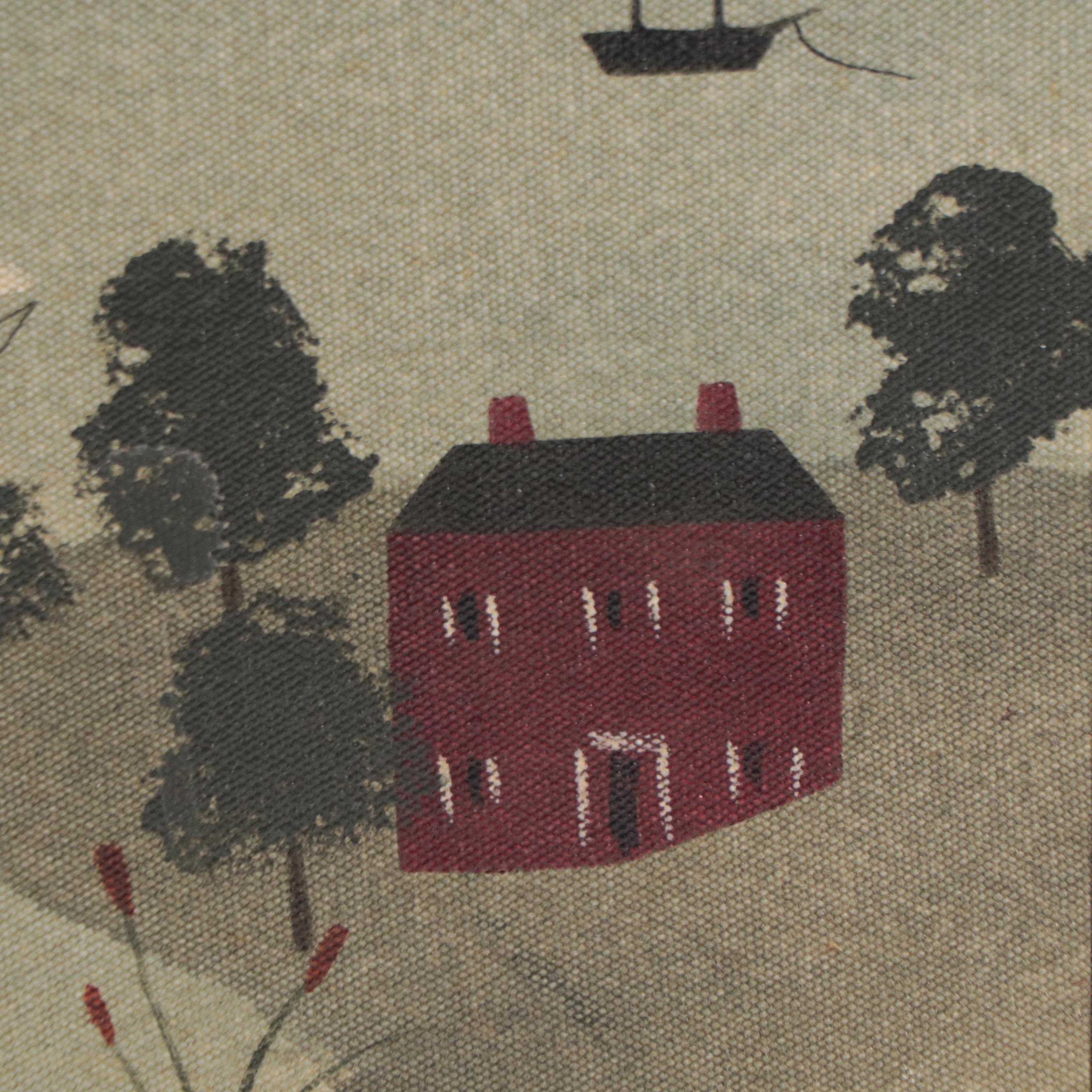 Hope Angier Folk Art Coastal Oil Painting EBTH