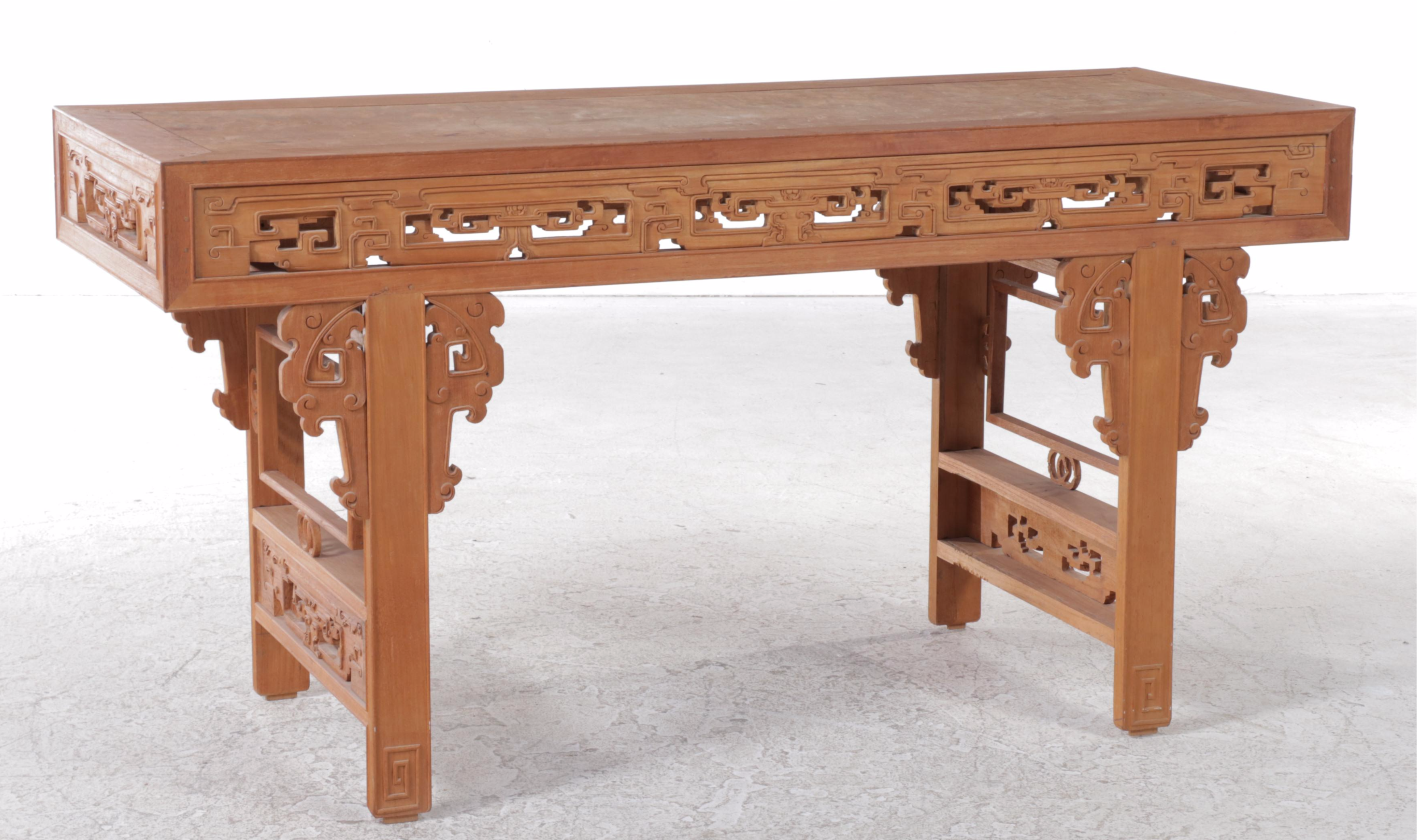 Chinese Carved Elm Altar Table, Early 20th Century EBTH