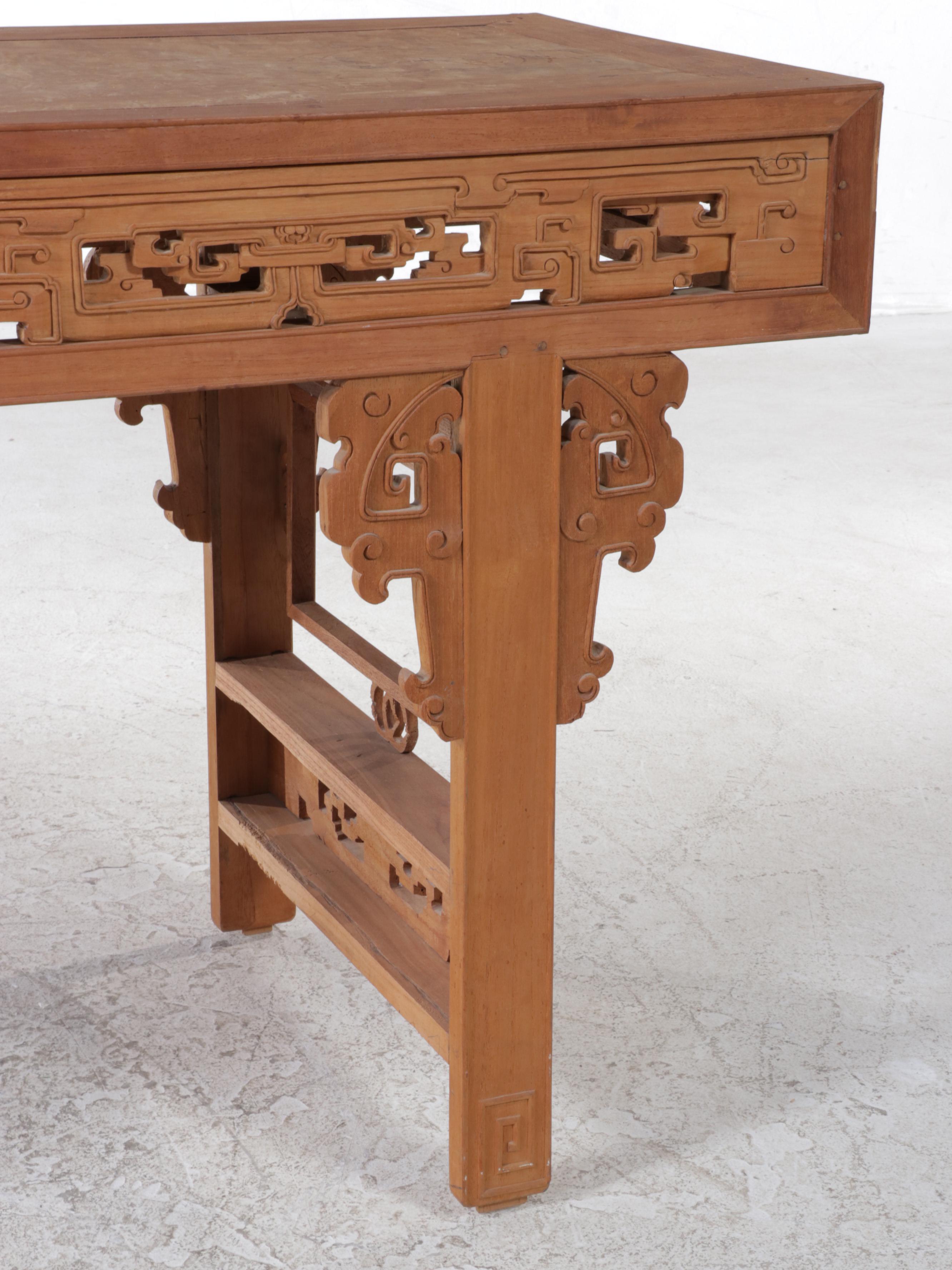 Chinese Carved Elm Altar Table, Early 20th Century EBTH