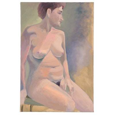 Katrina Halter Oil Painting of Seated Nude Figure, 1987