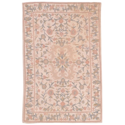3'5 x 5'3 Handmade Indian Chain-Stitch Embroidery Area Rug