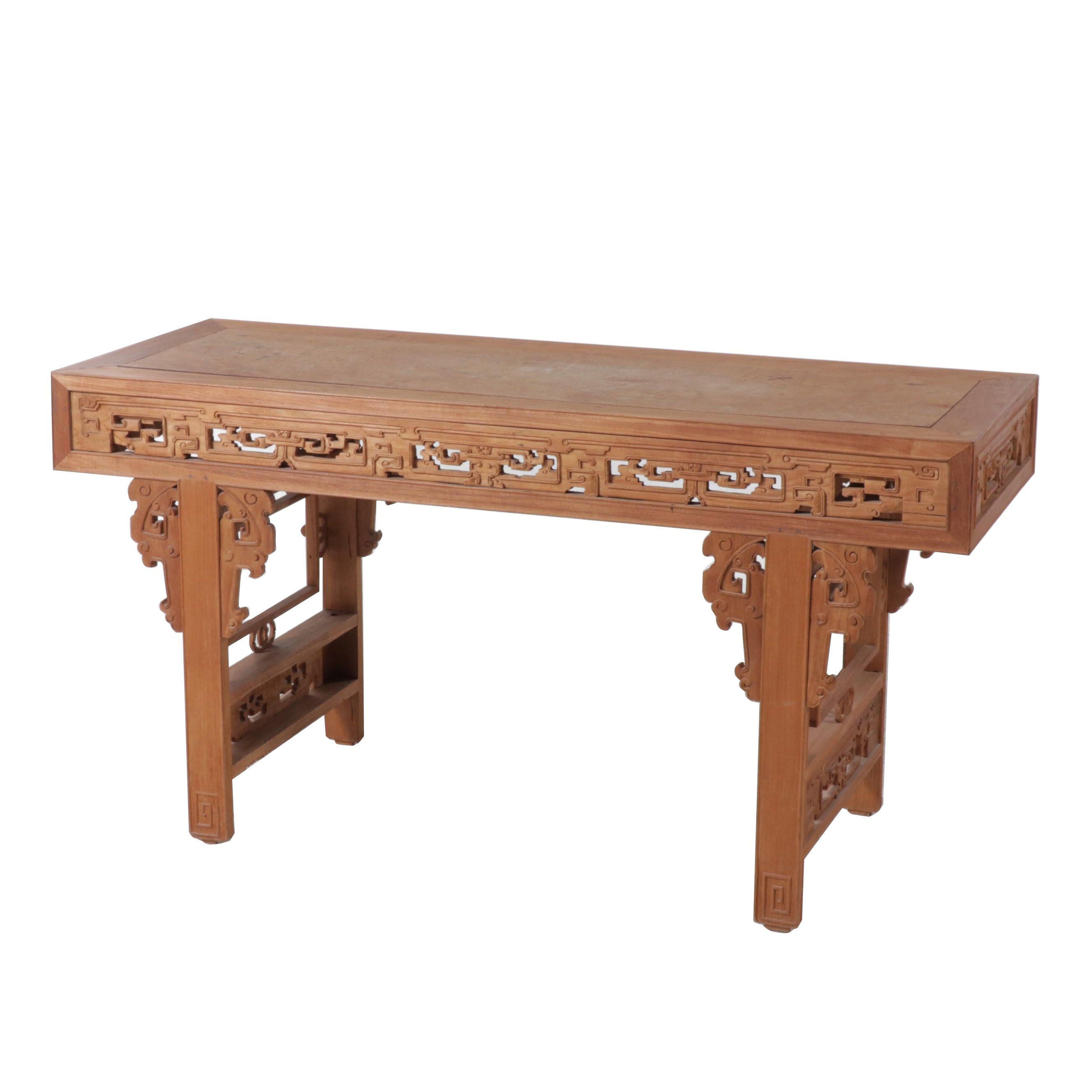 Chinese Carved Elm Altar Table, Early 20th Century EBTH