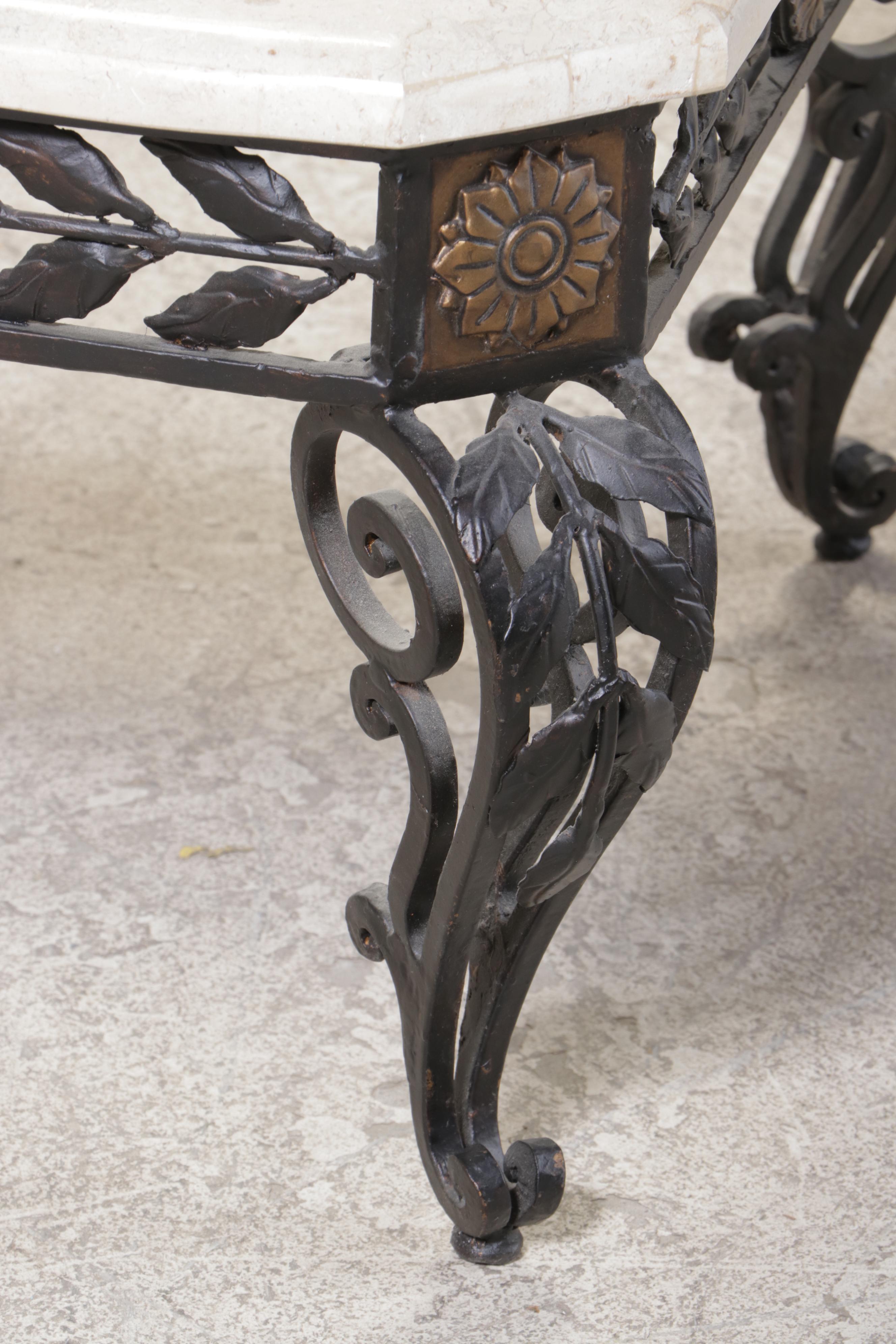 Neoclassical Style Metal and Glass Patio Coffee Table EBTH