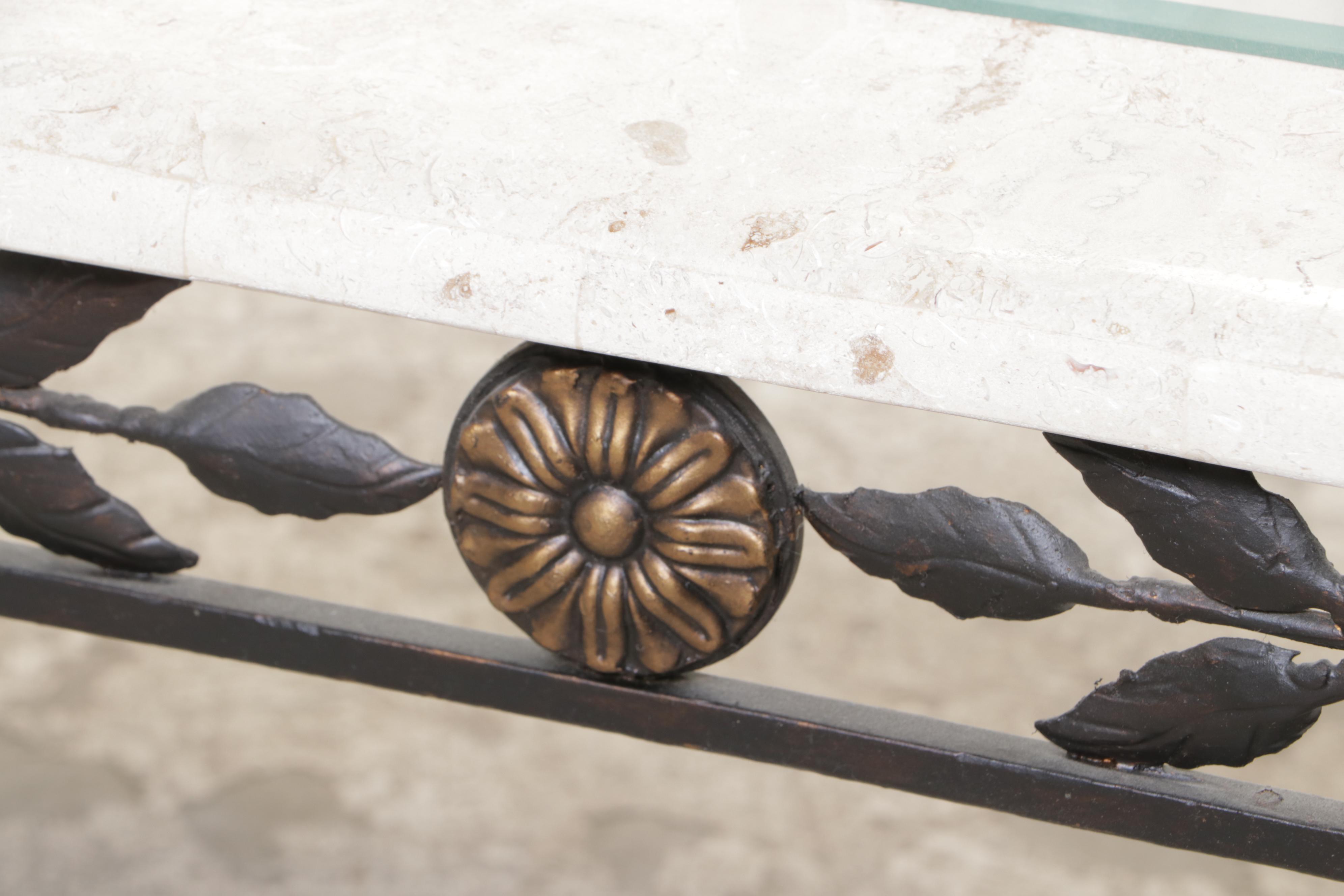 Neoclassical Style Metal and Glass Patio Coffee Table EBTH