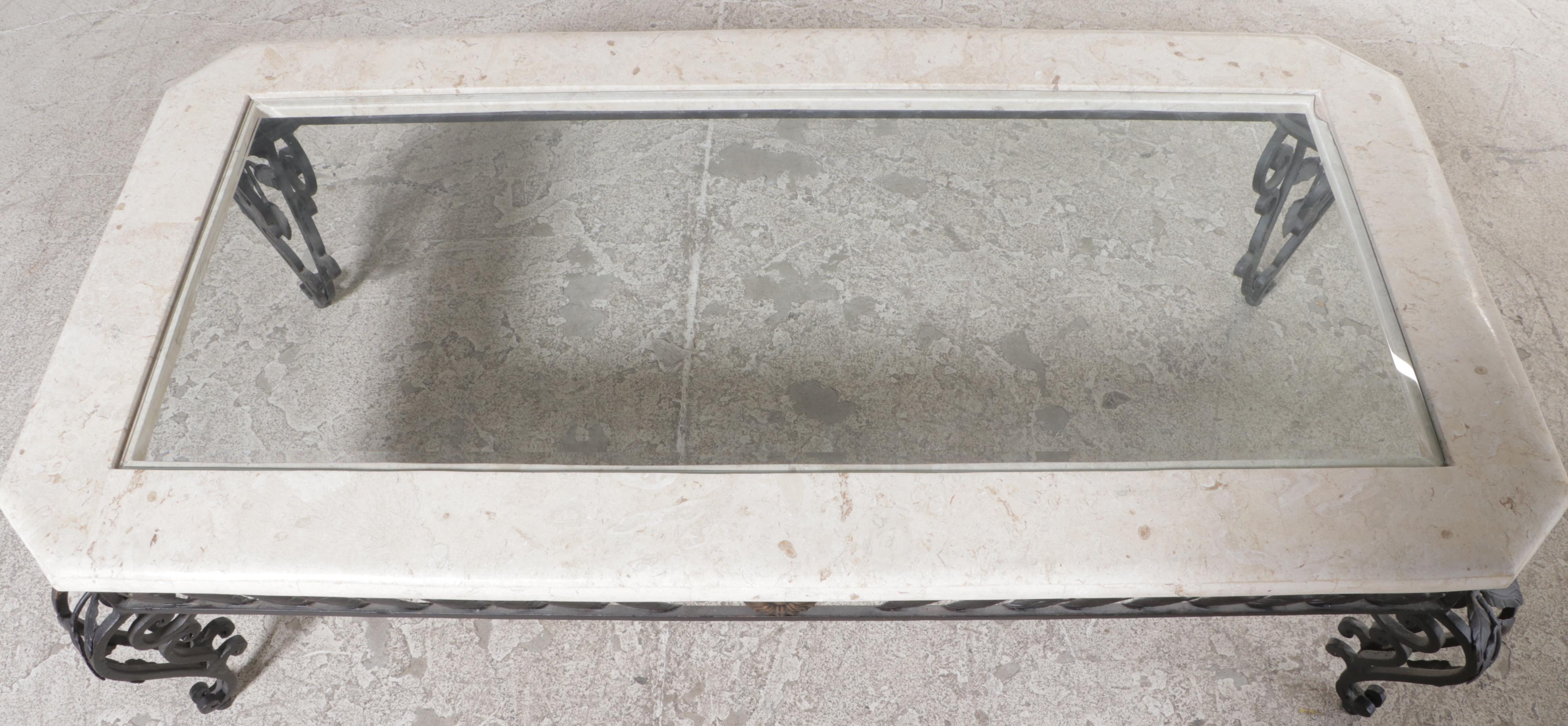 Neoclassical Style Metal and Glass Patio Coffee Table EBTH