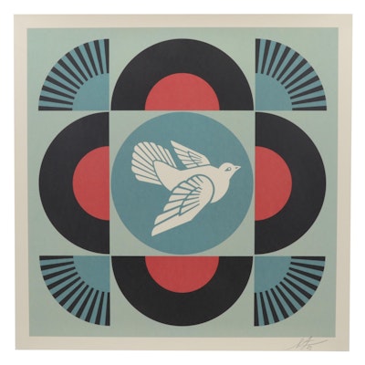 Shepard Fairey Offset Lithograph "Geometric Dove - Black," 2023