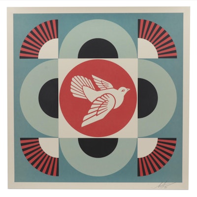 Shepard Fairey Offset Lithograph "Geometric Dove - Blue," 2023