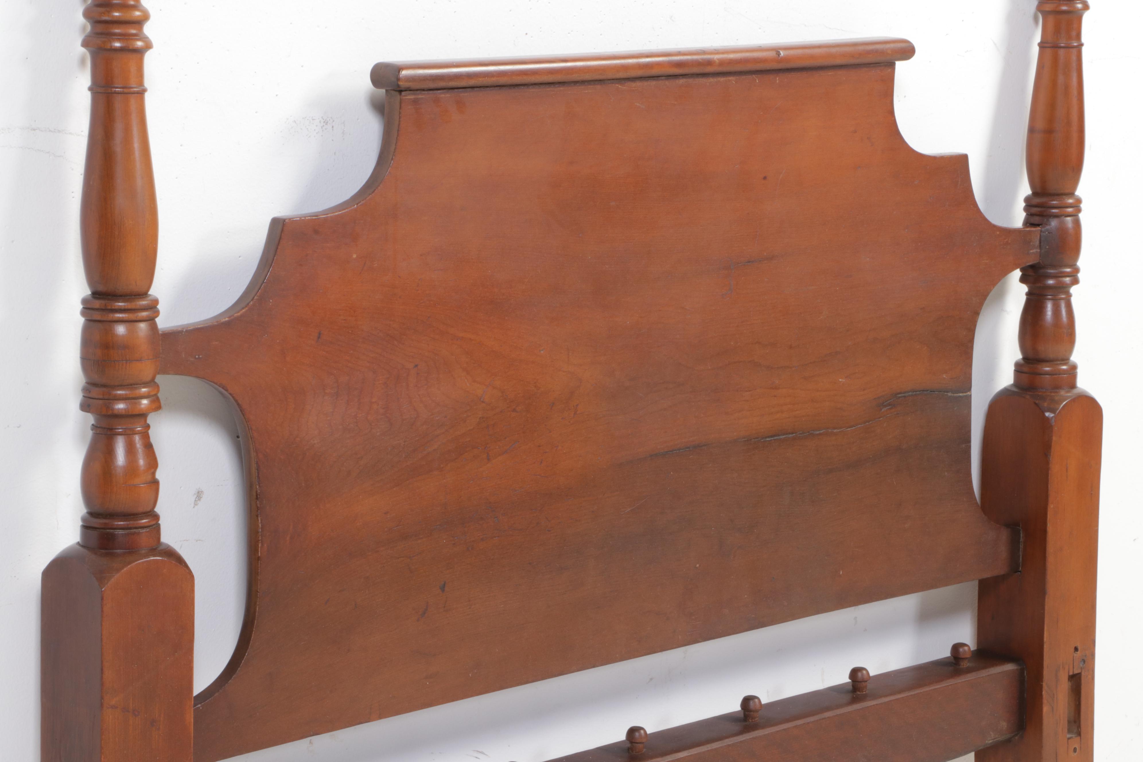 Late Federal Poplar FullSized Rope Bed Frame, 19th Century and Adapted