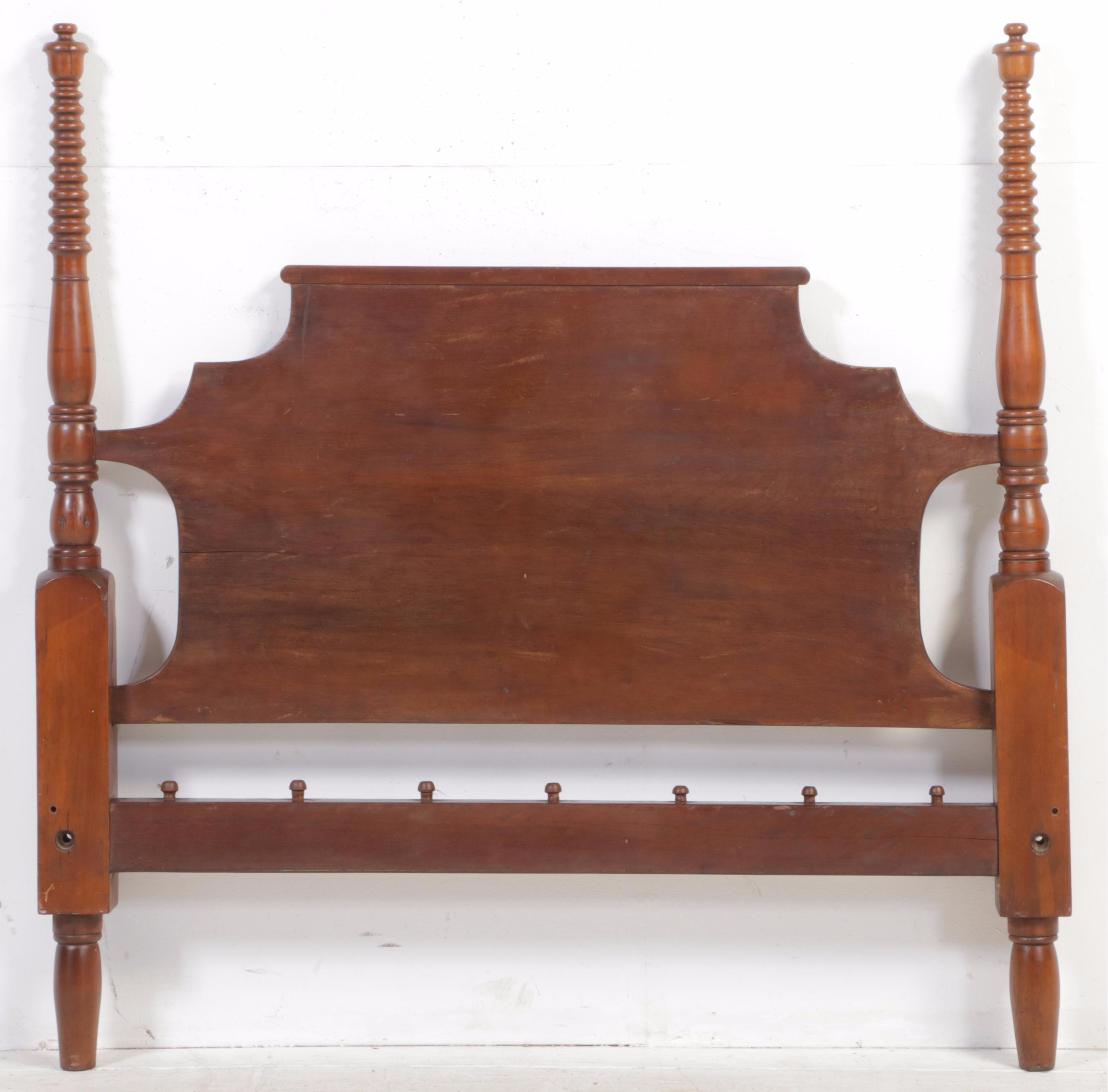 Late Federal Poplar FullSized Rope Bed Frame, 19th Century and Adapted