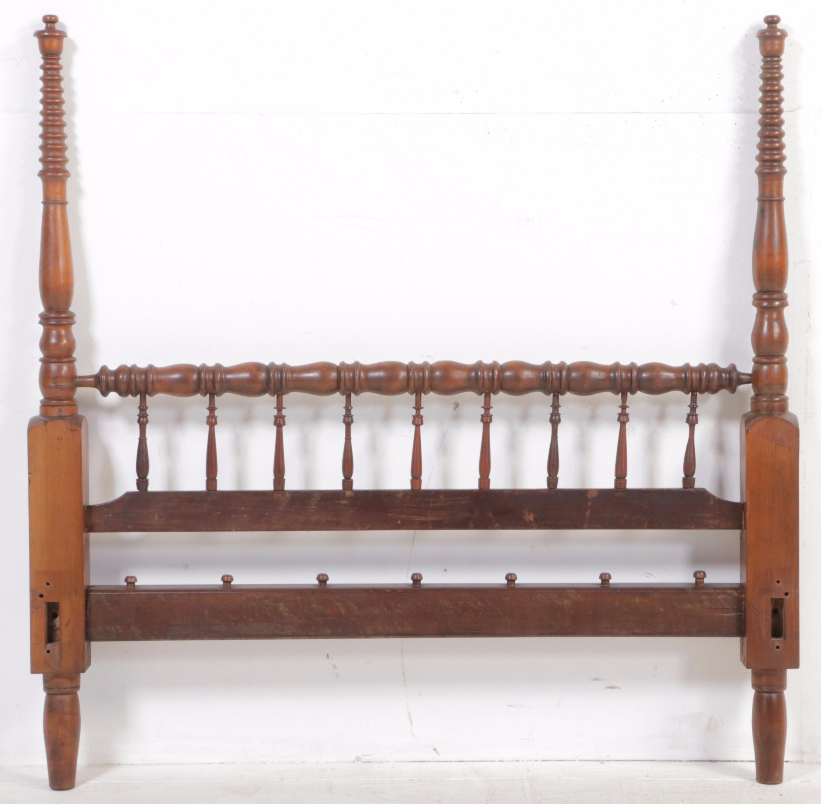 Late Federal Poplar FullSized Rope Bed Frame, 19th Century and Adapted EBTH