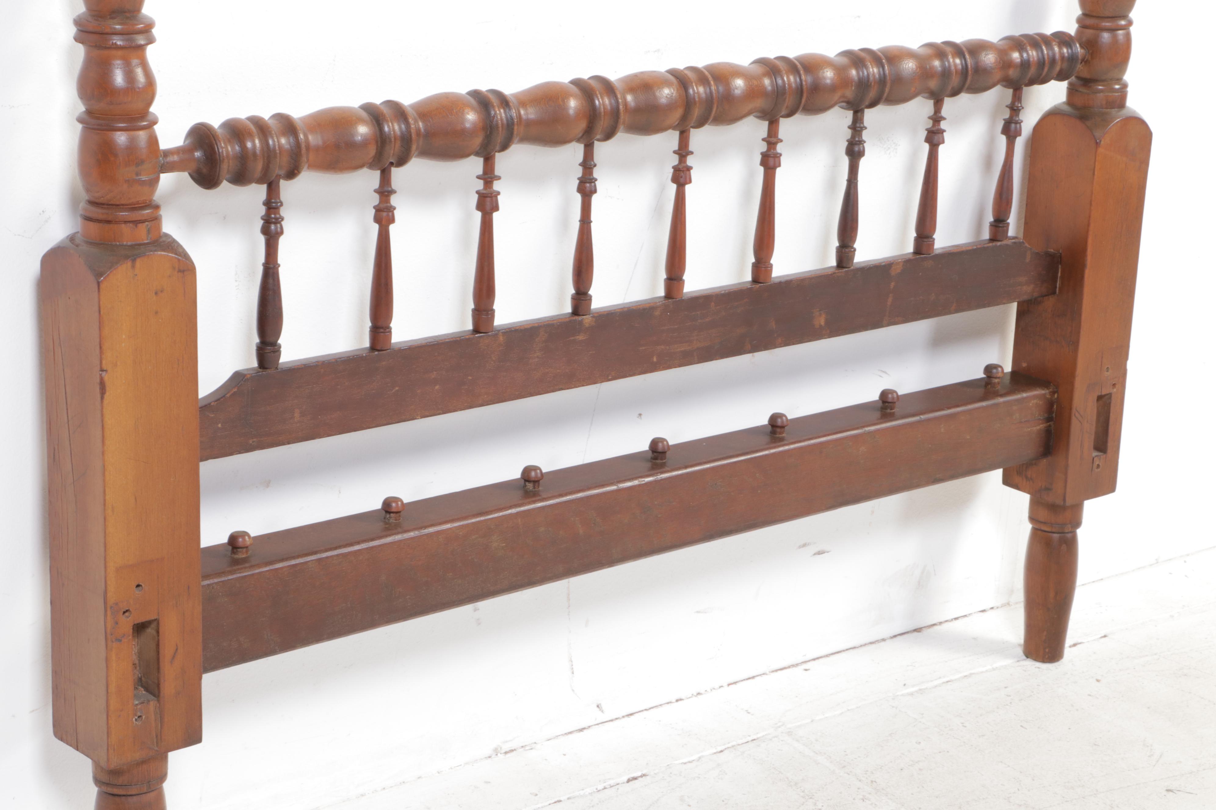 Late Federal Poplar FullSized Rope Bed Frame, 19th Century and Adapted EBTH