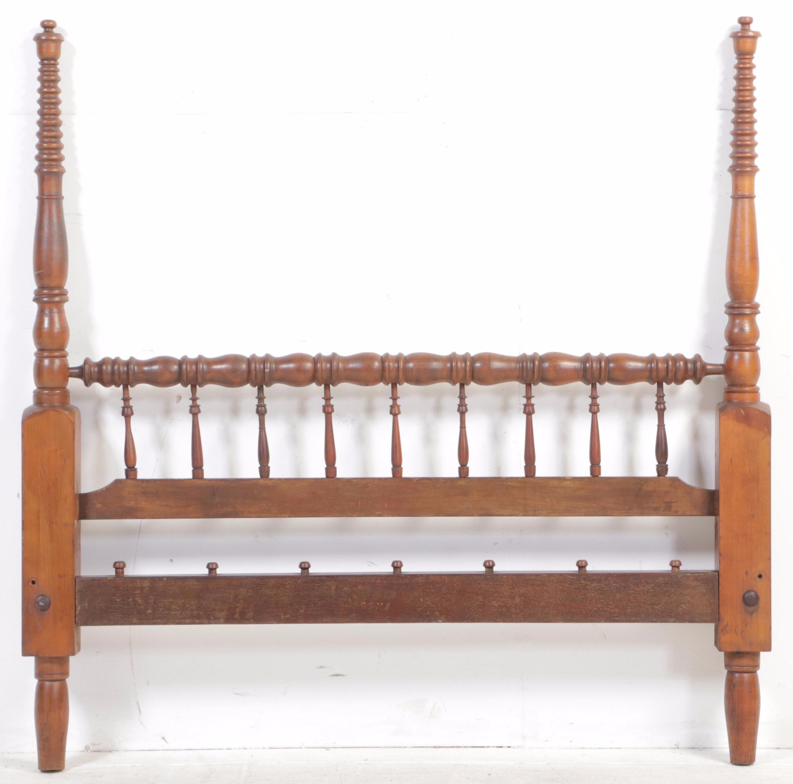 Late Federal Poplar FullSized Rope Bed Frame, 19th Century and Adapted
