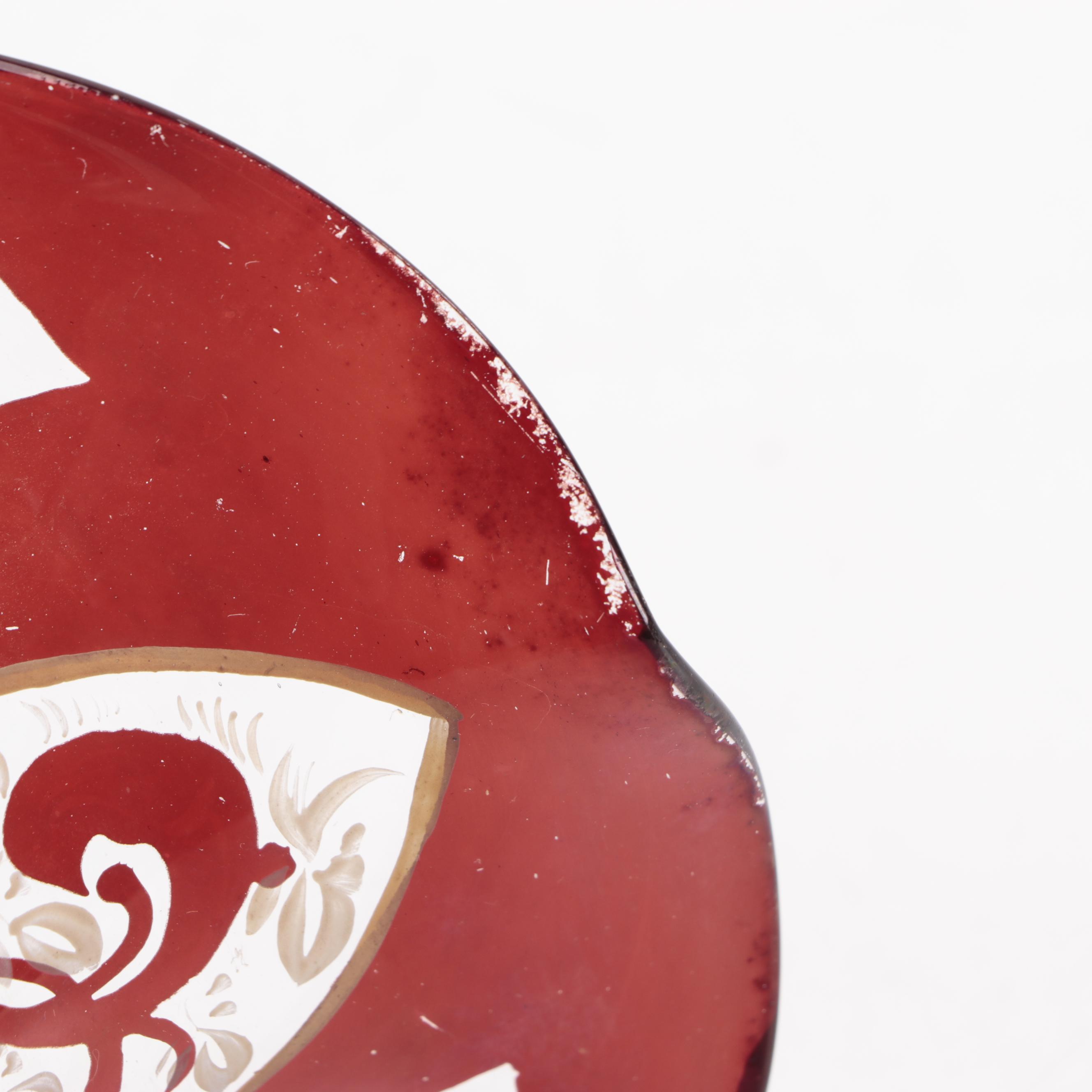 Basketweave Cased Glass Shakers and Mustard Pot with Bohemian Glass EBTH