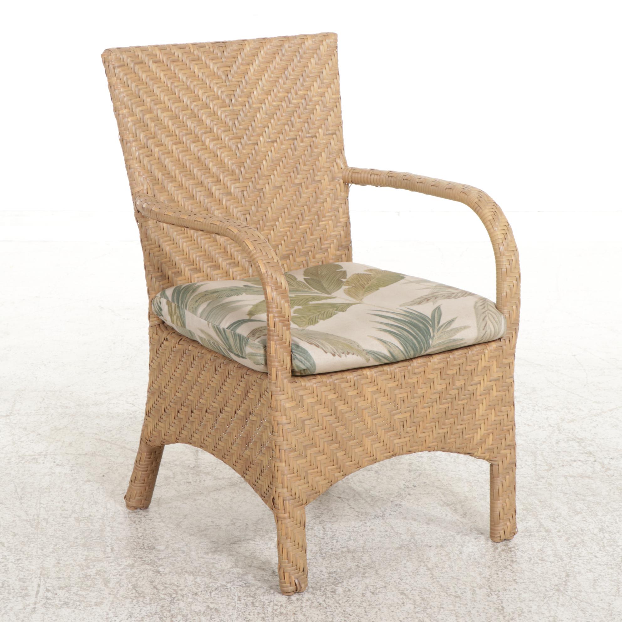 Ebel Resin Wicker Glass Top Patio Dining Table and Pair of Armchairs EBTH