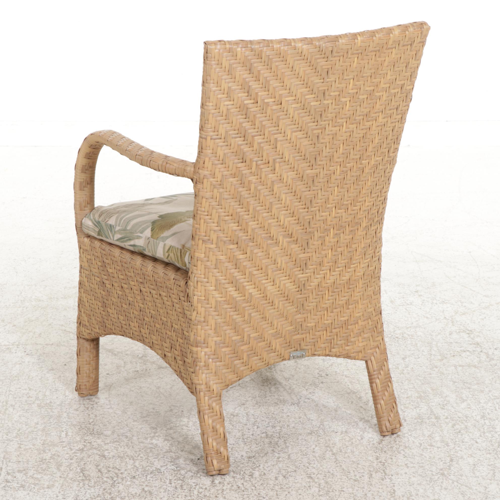 Ebel Resin Wicker Glass Top Patio Dining Table and Pair of Armchairs EBTH