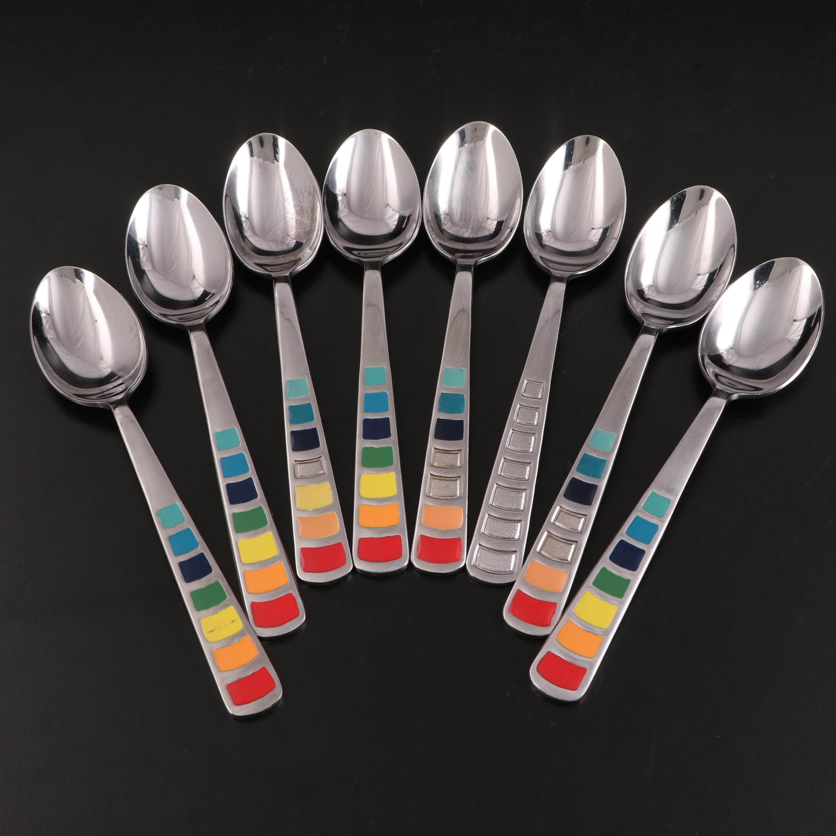 Fiesta Stainless Steel Flatware with Rainbow Enameled Handles EBTH