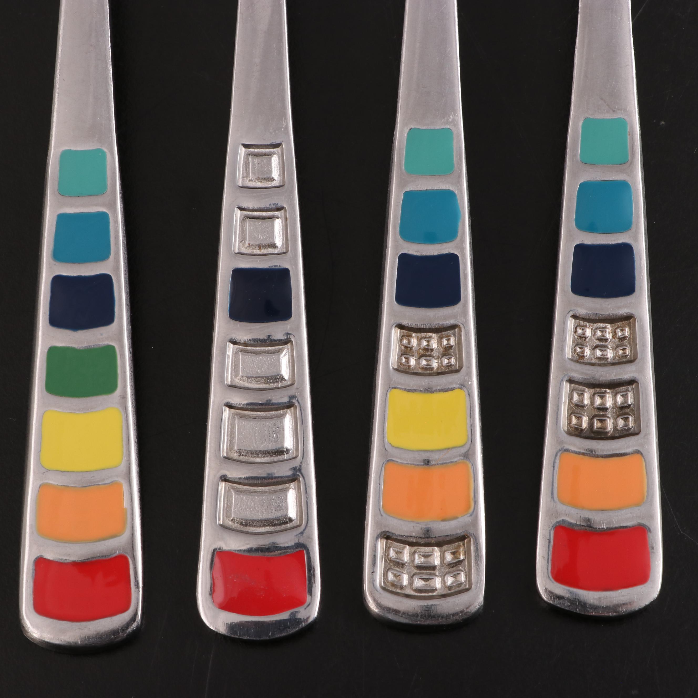 Fiesta Stainless Steel Flatware with Rainbow Enameled Handles EBTH