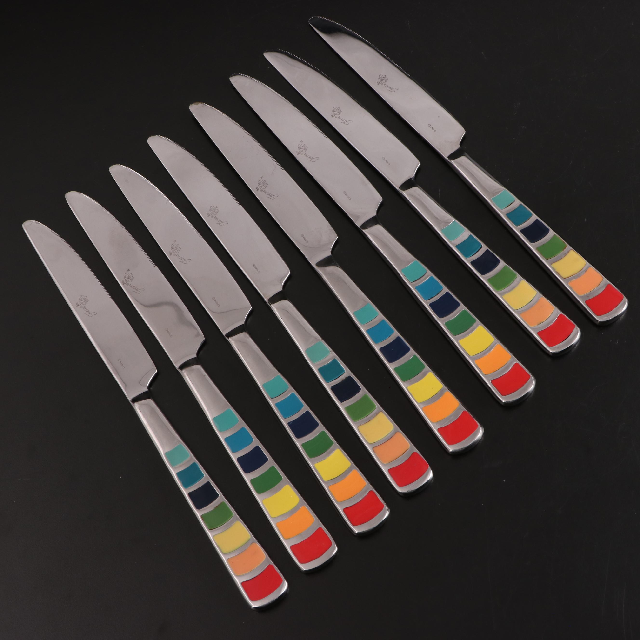 Fiesta Stainless Steel Flatware with Rainbow Enameled Handles EBTH