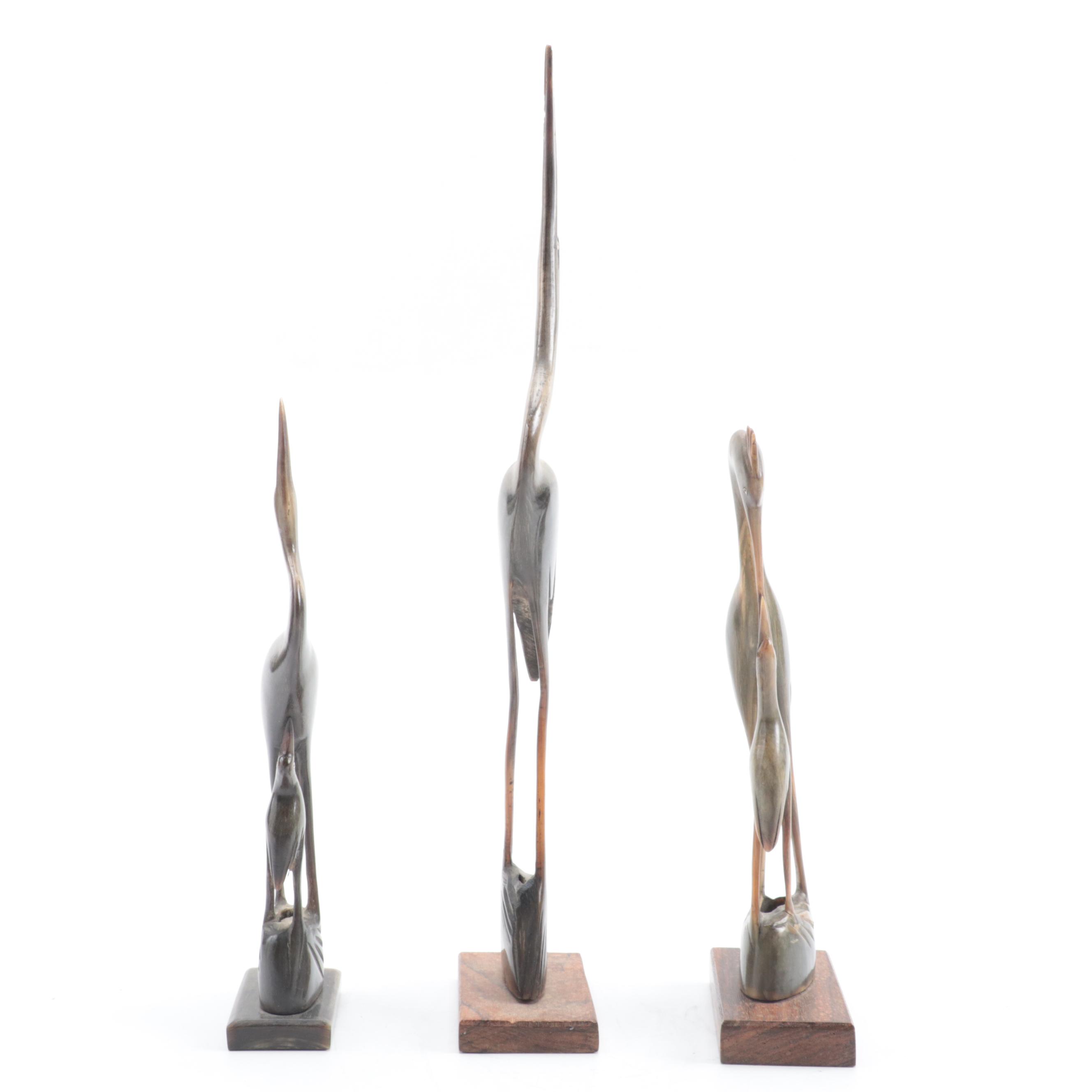 Hand-Carved Horn Heron Figurines | EBTH