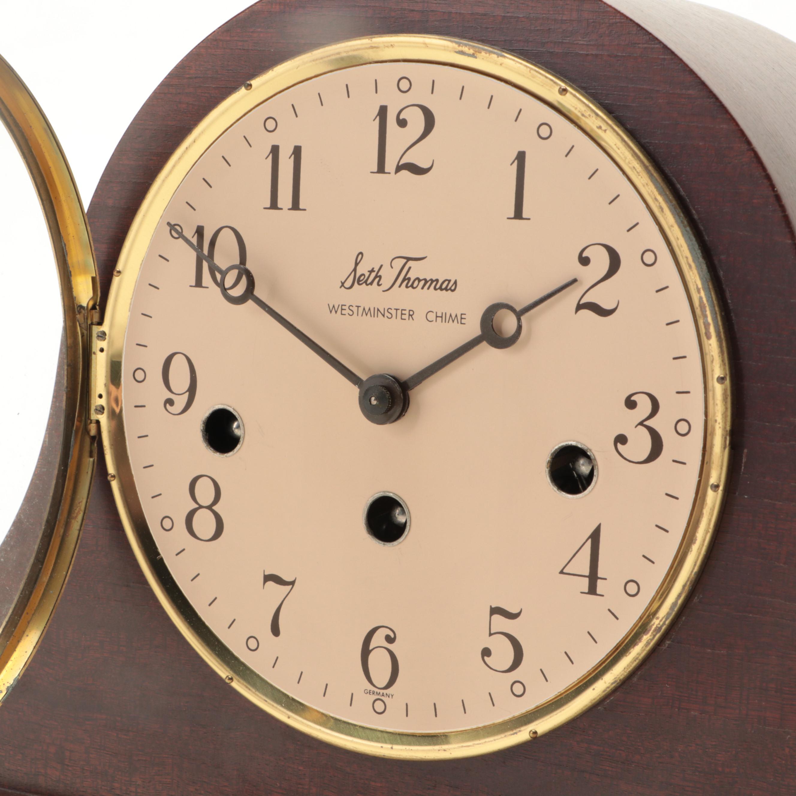 Seth Thomas Woodbury Mahogany Cased Tambour Mantel Clock, Late 20th