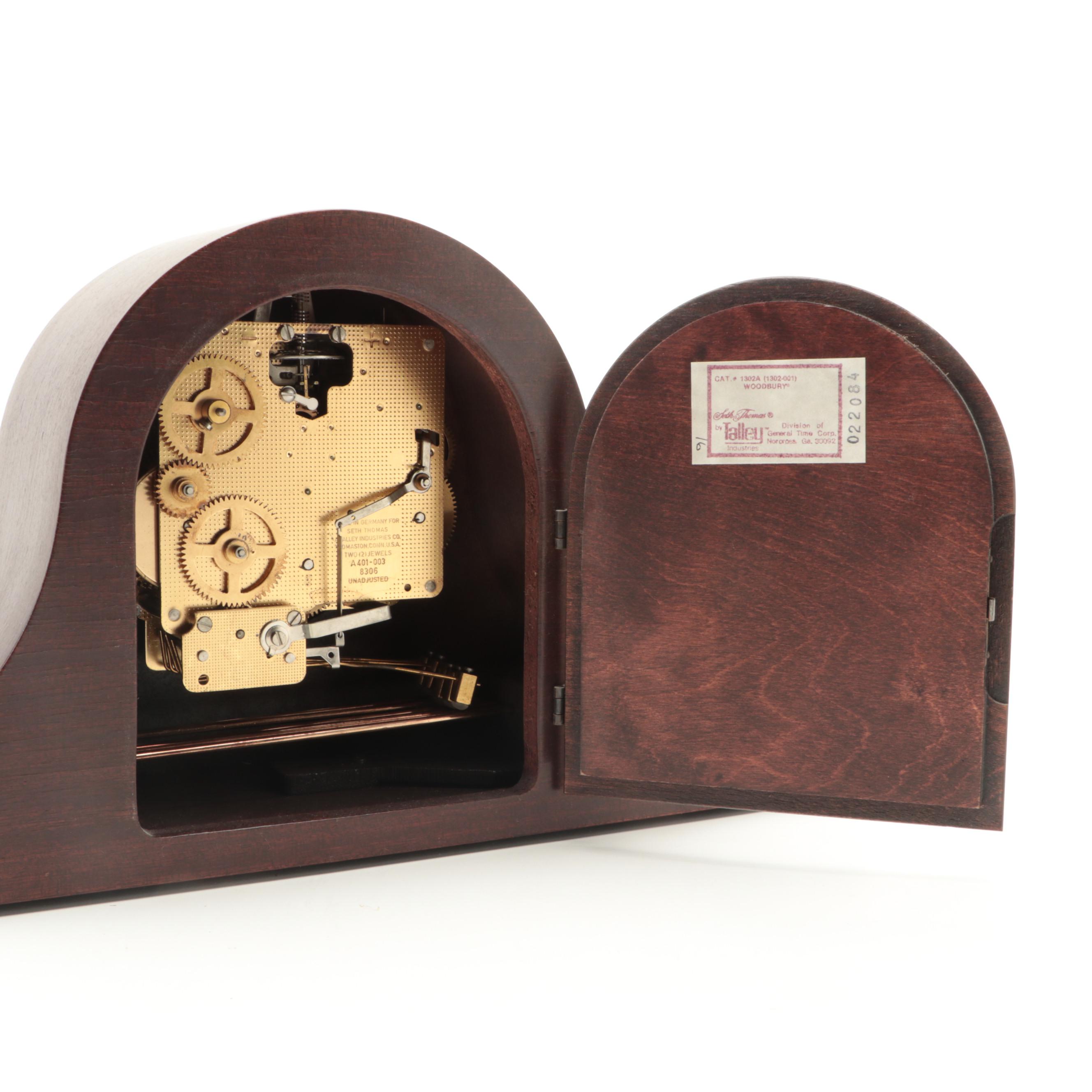 Seth Thomas Woodbury Mahogany Cased Tambour Mantel Clock, Late 20th