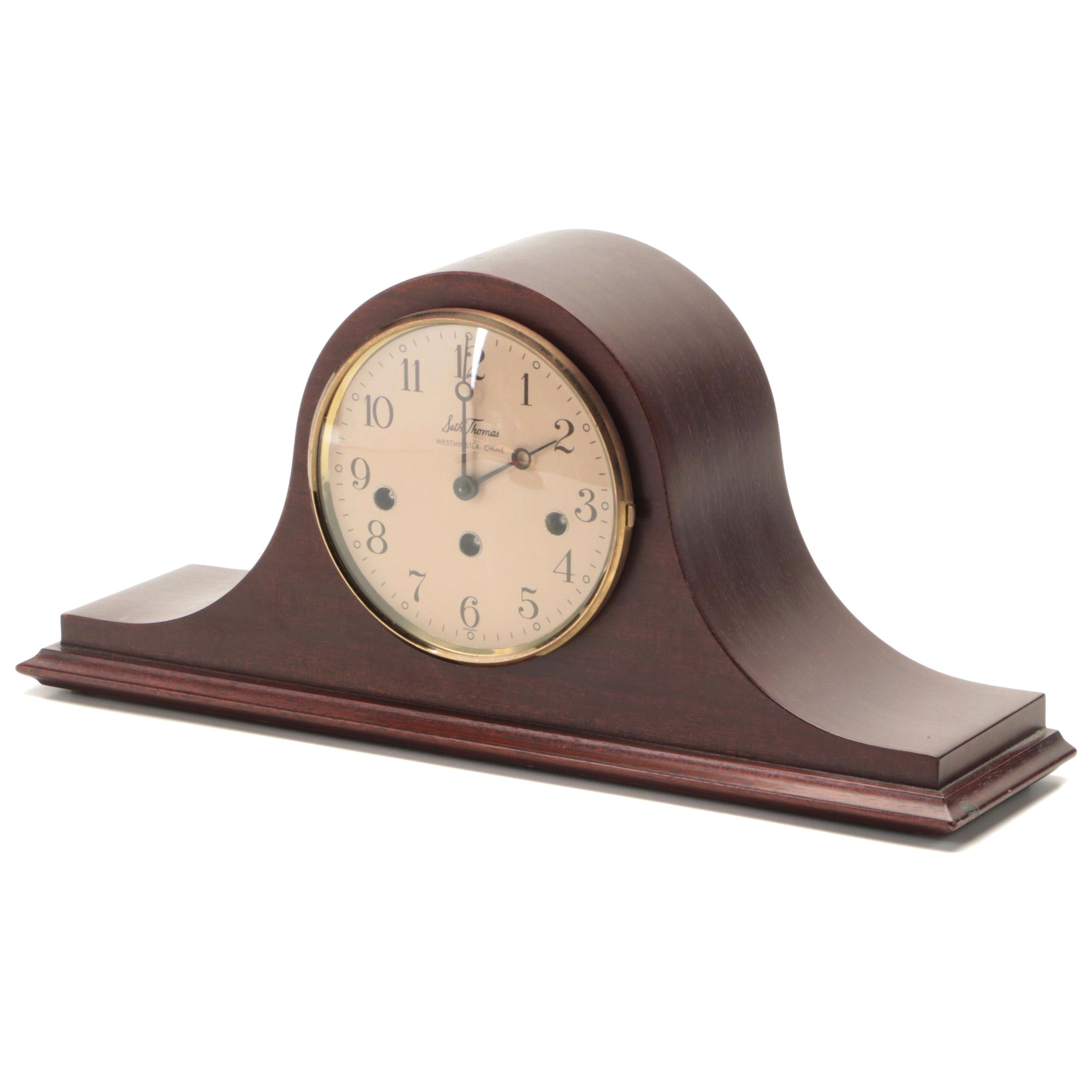 Seth Thomas Woodbury Mahogany Cased Tambour Mantel Clock, Late 20th