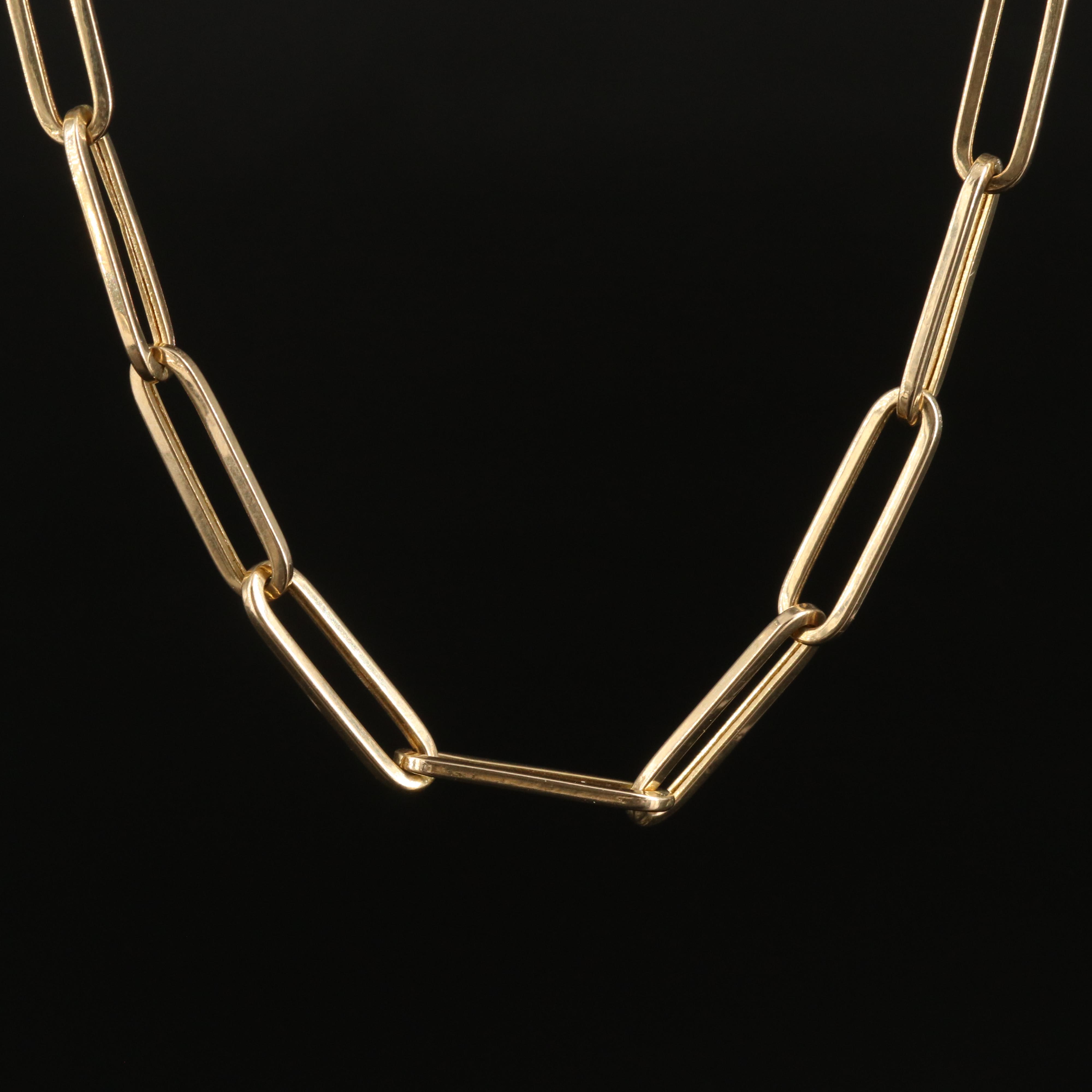 14K Paper Clip Chain Necklace EBTH