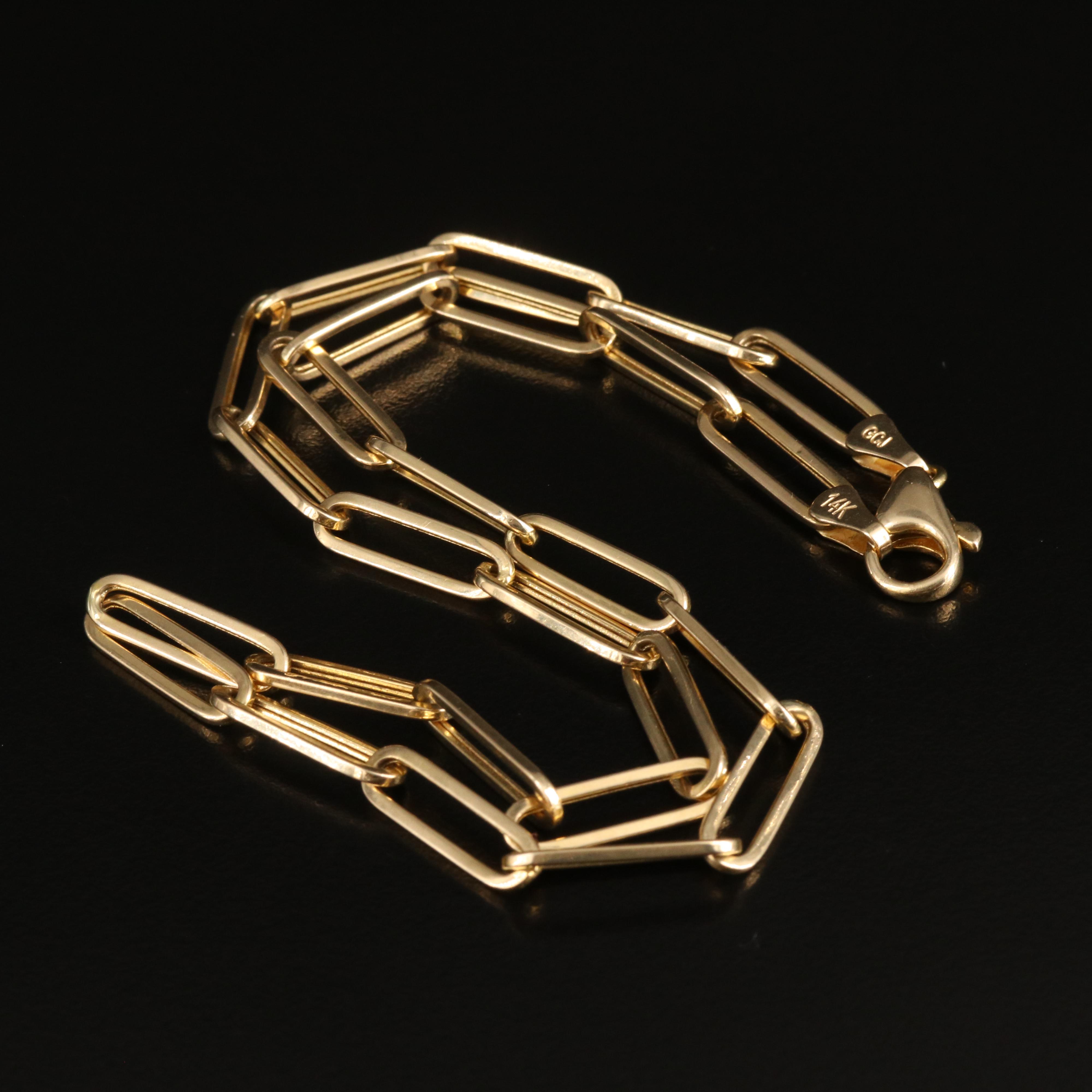 14K Paper Clip Chain Necklace EBTH