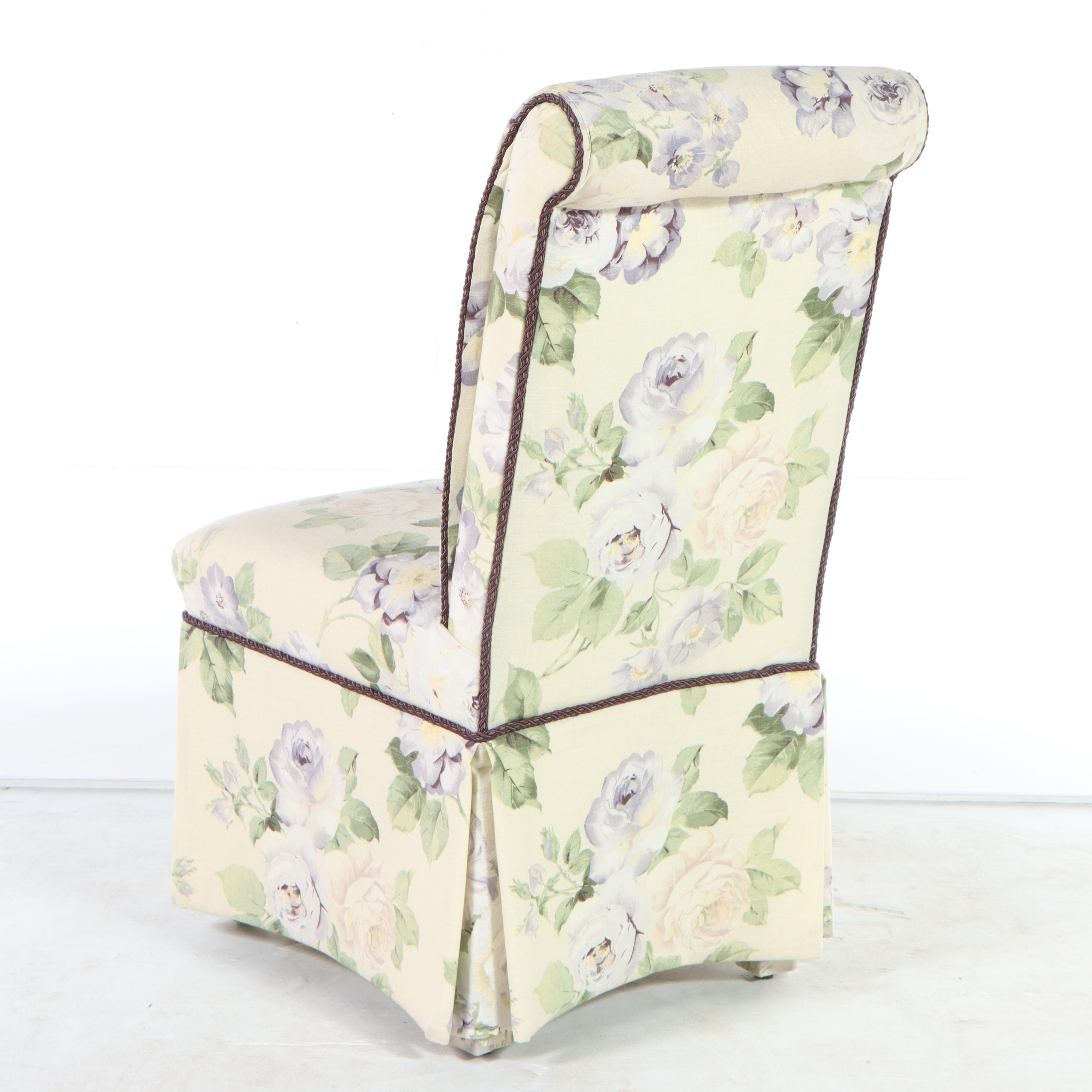 CustomUpholstered Floral Slipper Chair EBTH