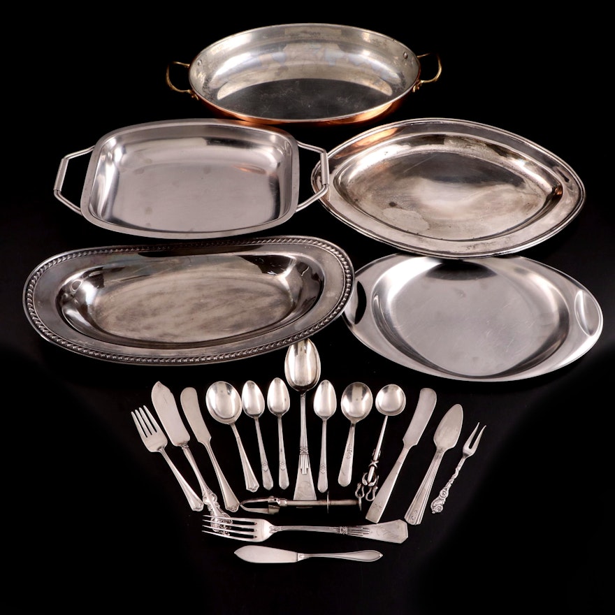 Sterling and Silver Plate Flatware with Other Silver and Mixed Metal Trays
