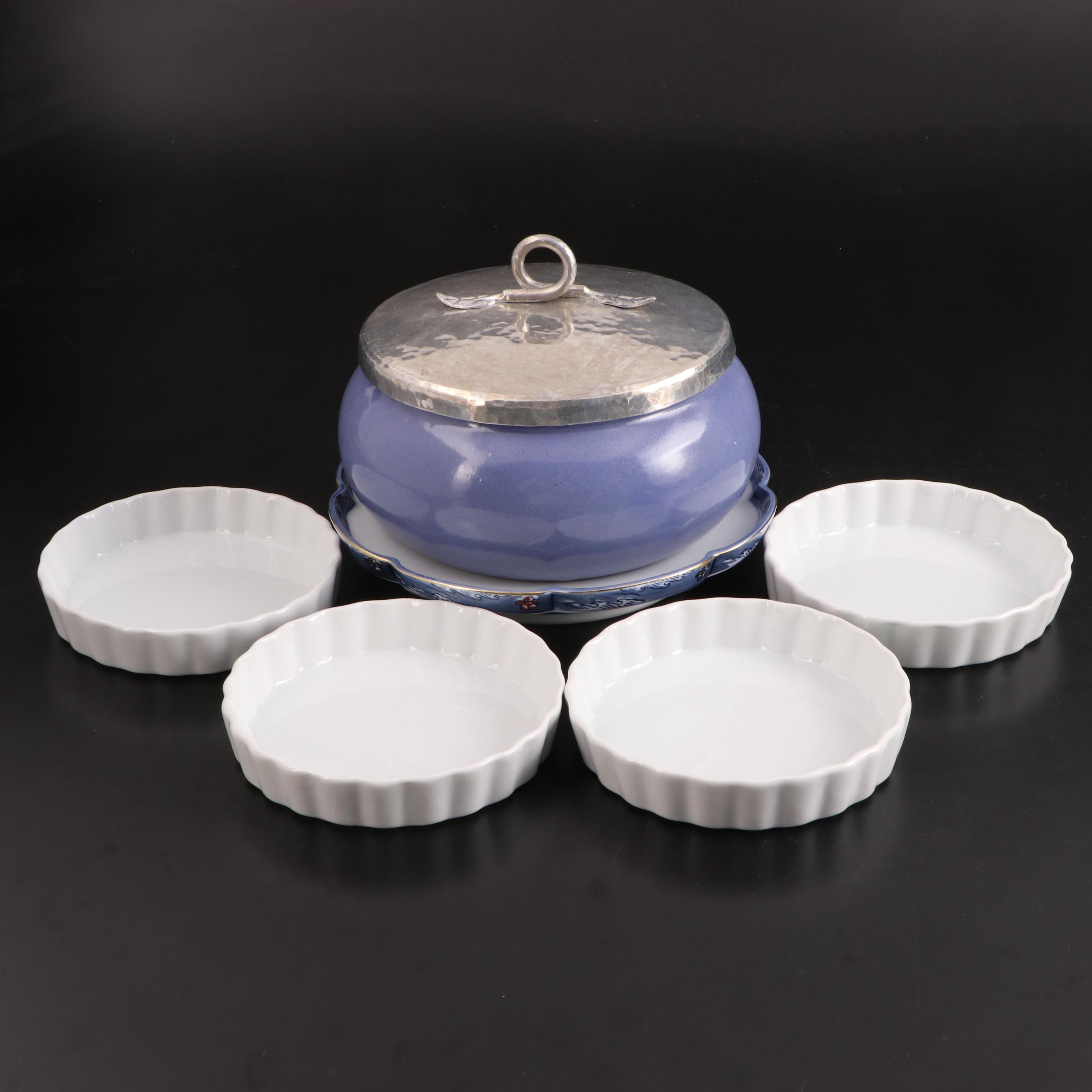 Sur La Table Ramekins, Japanese Footed Dish and Pottery Bowl with Cover