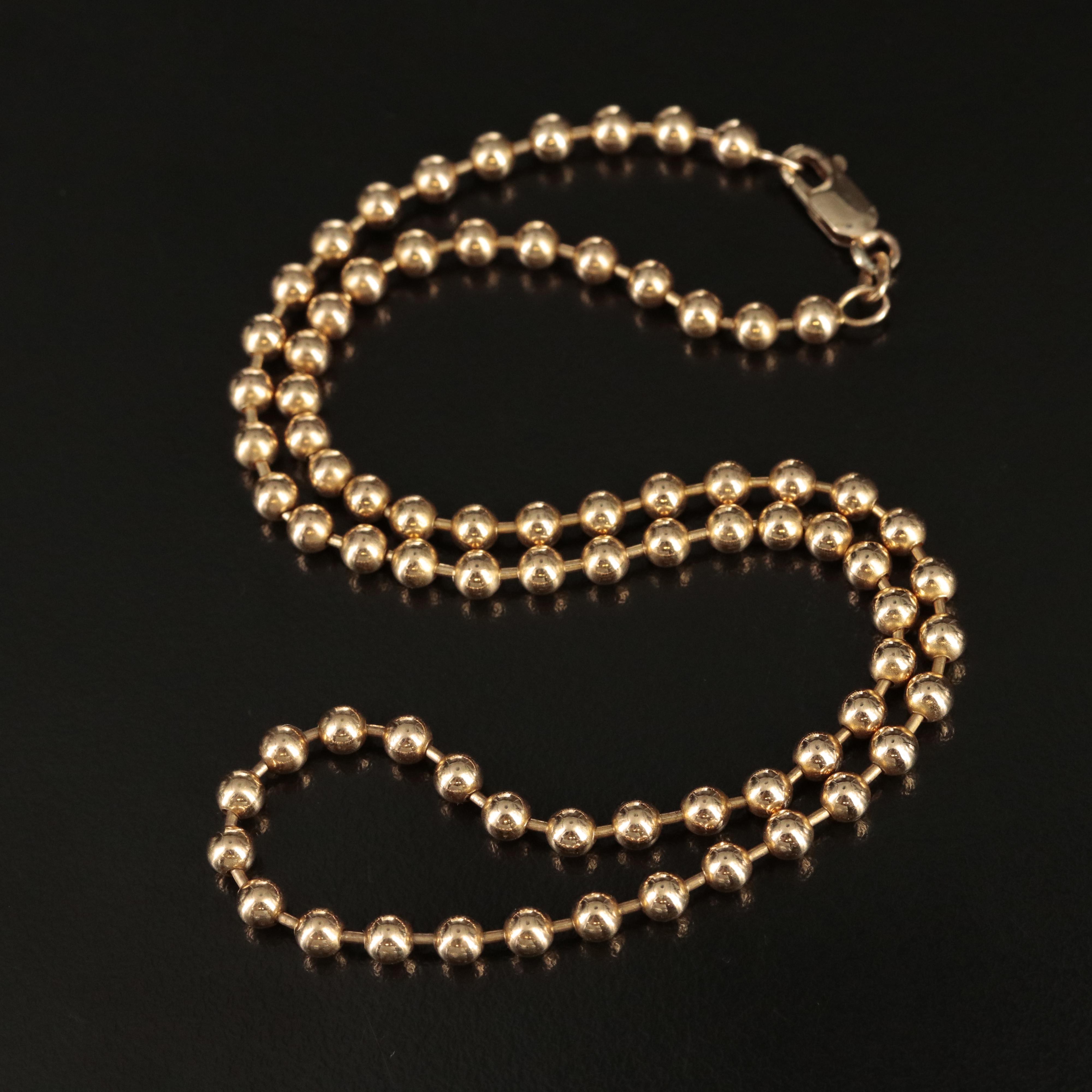 14K Bead Chain Necklace EBTH