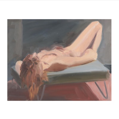 Katrina Halter Oil Painting of Reclining Nude, 1993