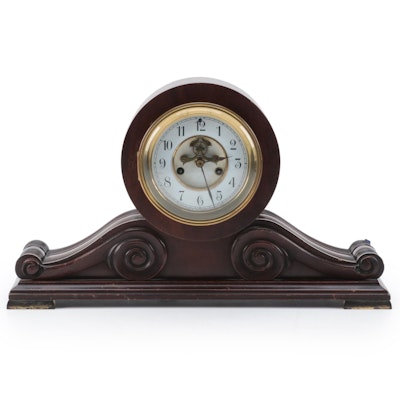 Waterbury Clock Co. "Kent Scroll" Mahogany Mantel Clock