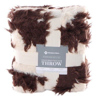 Member's Mark Brown and White Faux Fur Oversized Throw
