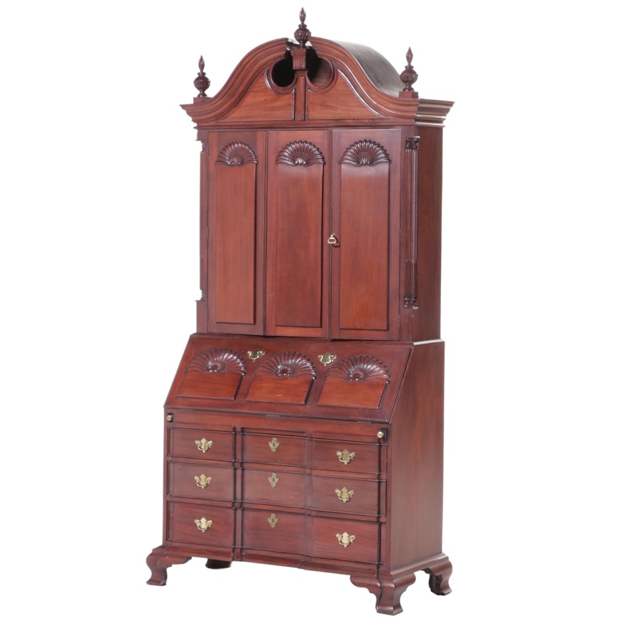Baker Furniture Chippendale Style Mahogany Secretary Bookcase