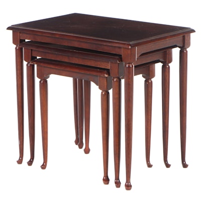 Three Queen Anne Style Cherrywood-Stained Nesting Tables