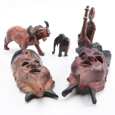 African Hand-Carved Masks and Figurines