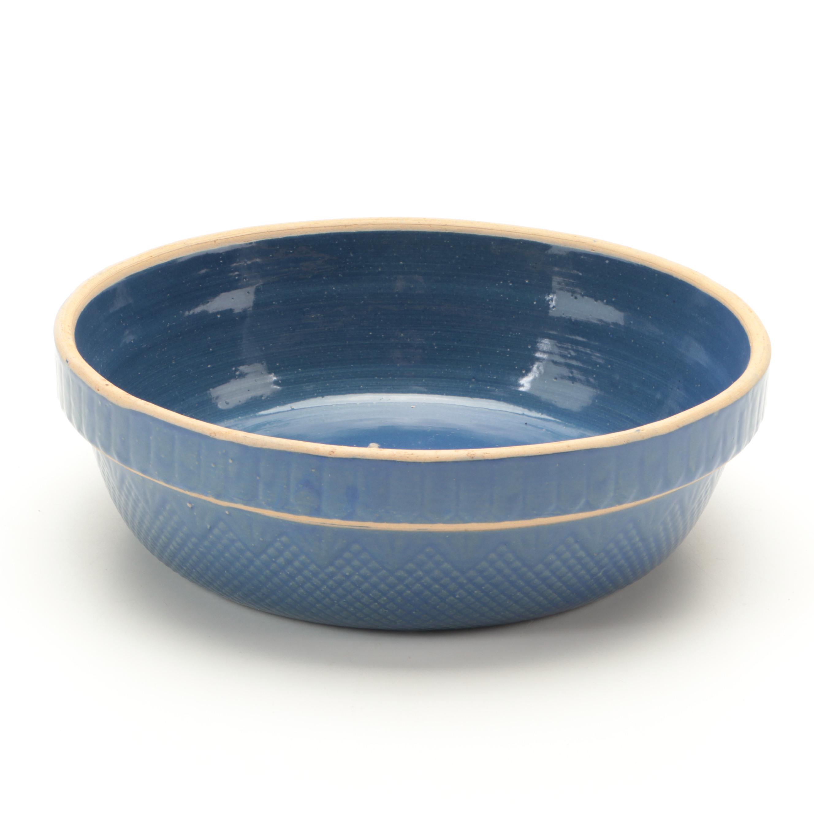 Yellow Ware Blue Banded and Other Stoneware Mixing Bowls, Early to Mid