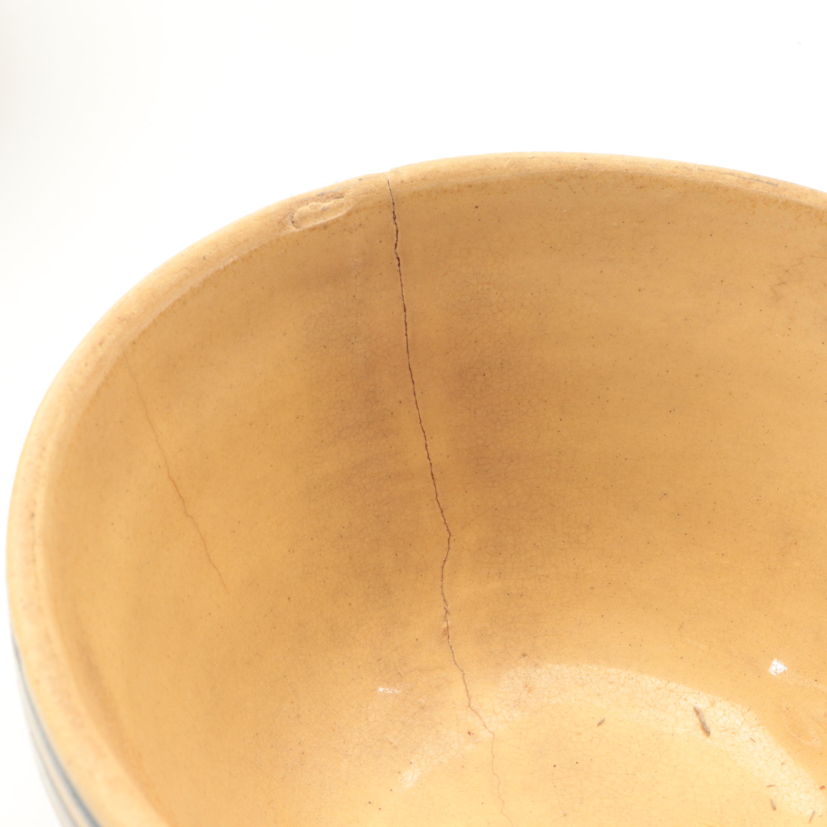 Yellow Ware Blue Banded and Other Stoneware Mixing Bowls, Early to Mid