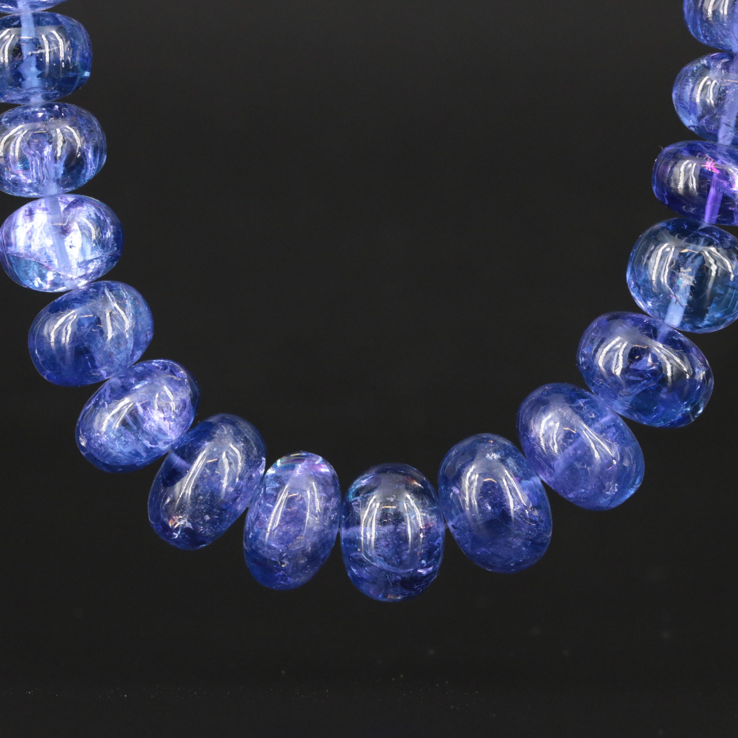 Graduated Tanzanite Bead Necklace with 18K Clasp EBTH