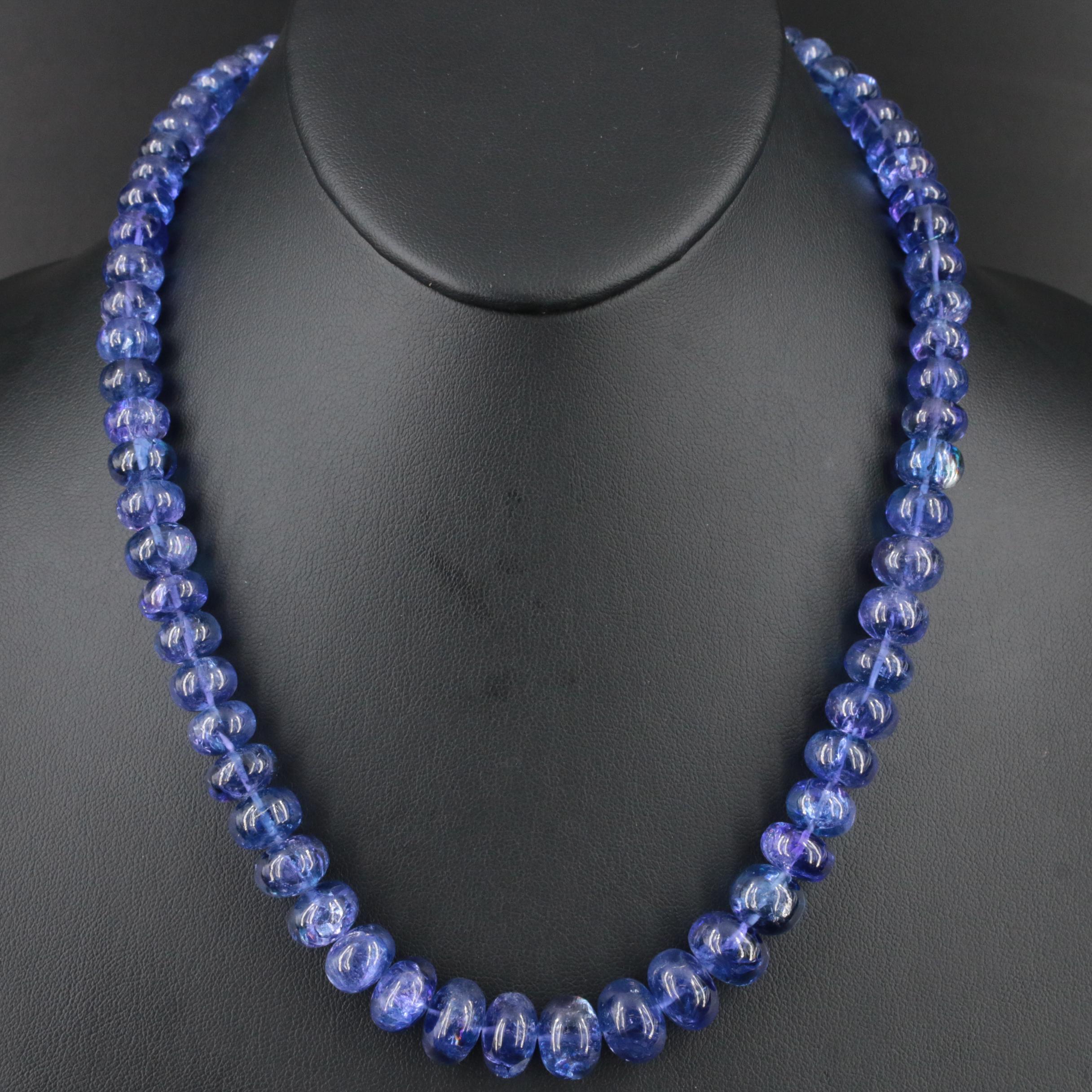 Graduated Tanzanite Bead Necklace with 18K Clasp EBTH