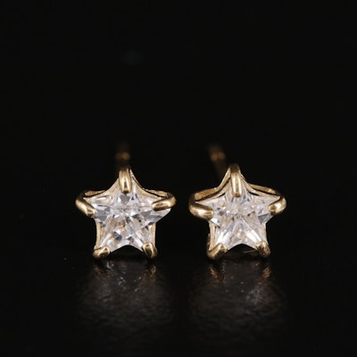 14K Cubic Zirconia Star Stud Earrings