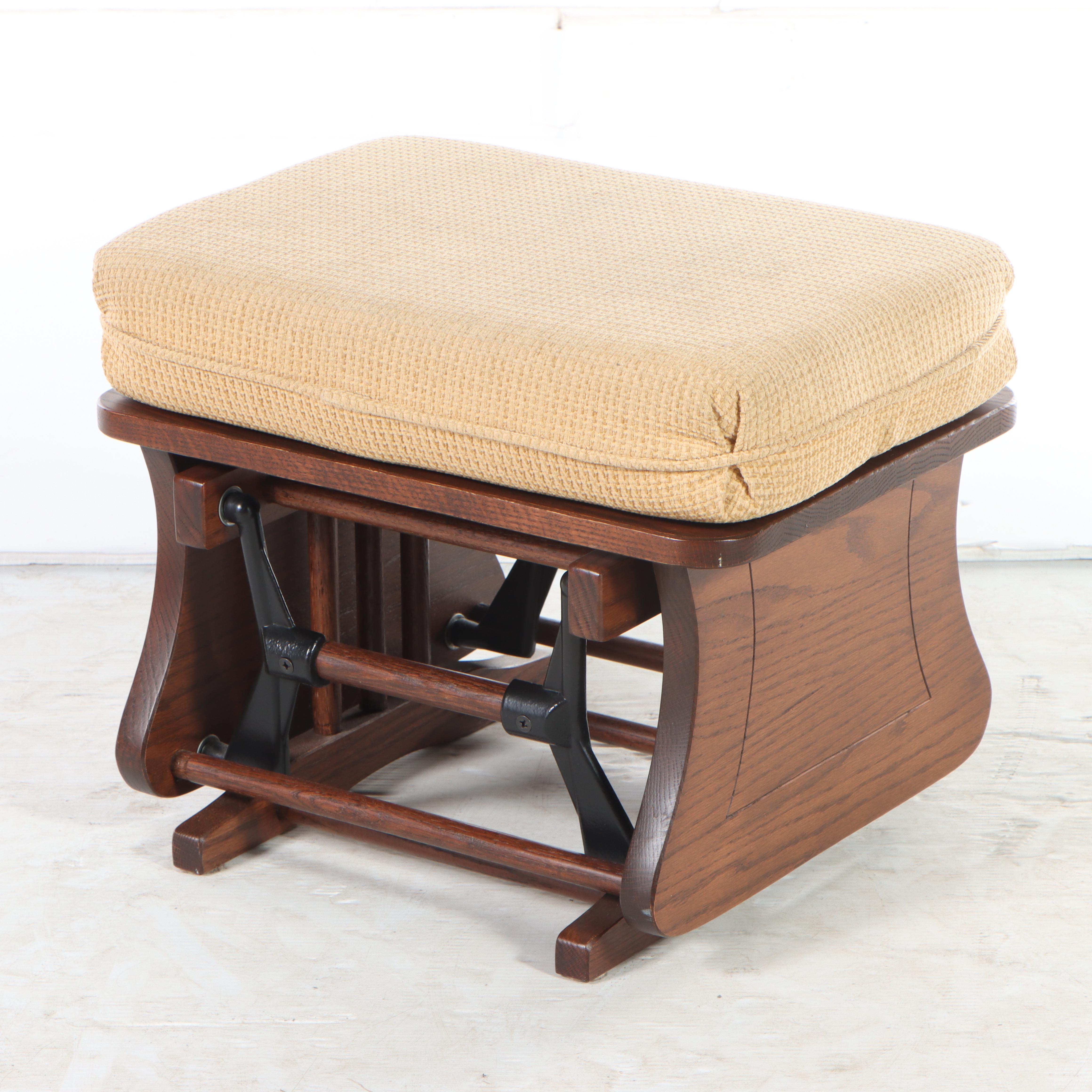 Elite Seating Oak SwivelGlider with Footstool, Late 20th Century EBTH