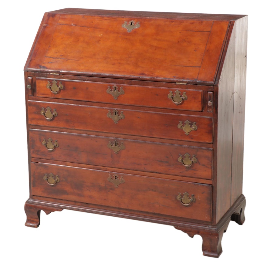 American Chippendale Cherrywood Slant-Front Desk, Late 18th Century